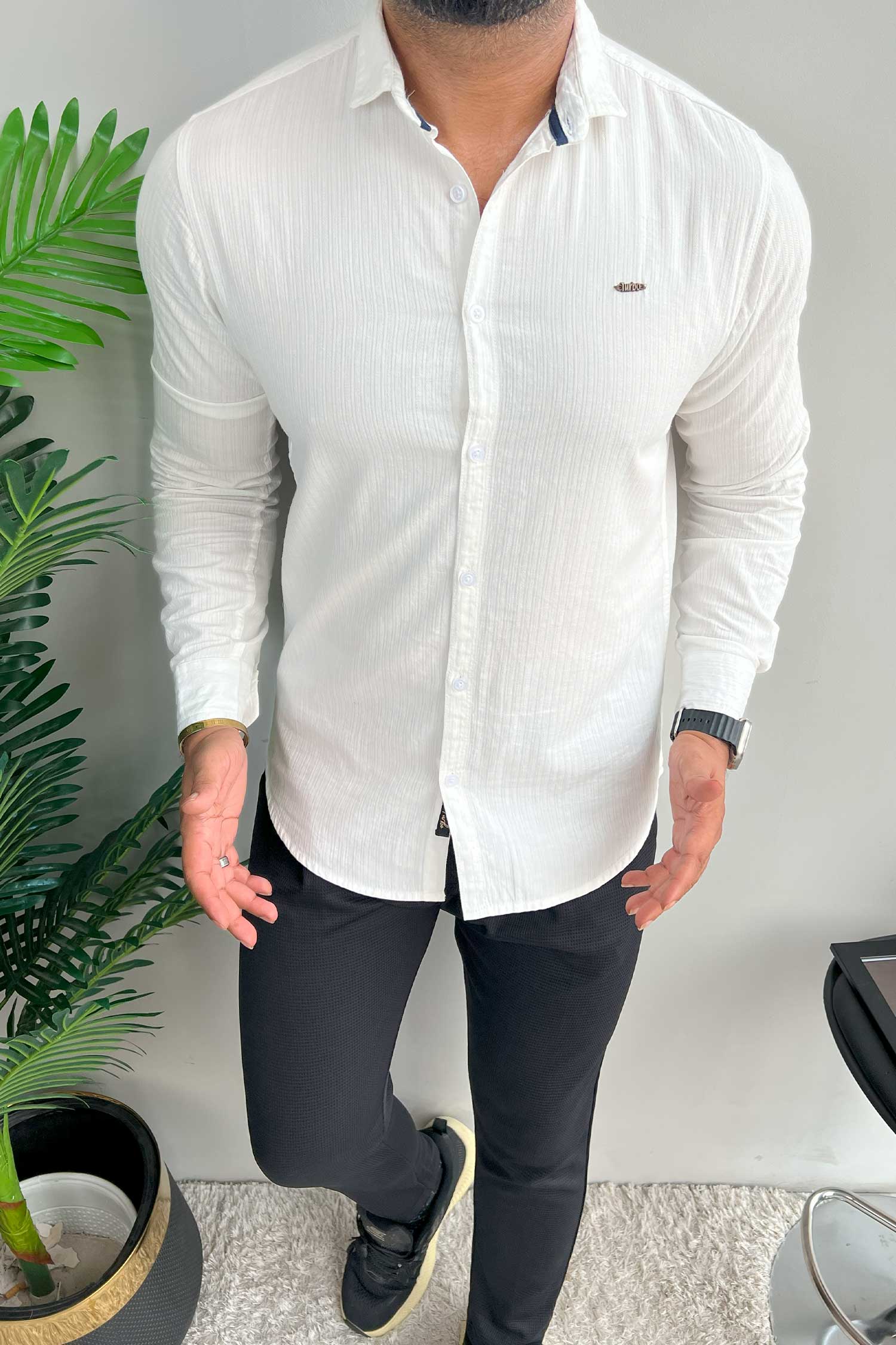 Turbo Organic MonoChromatic Long Sleeve Cotton Casual Shirt - Image 7