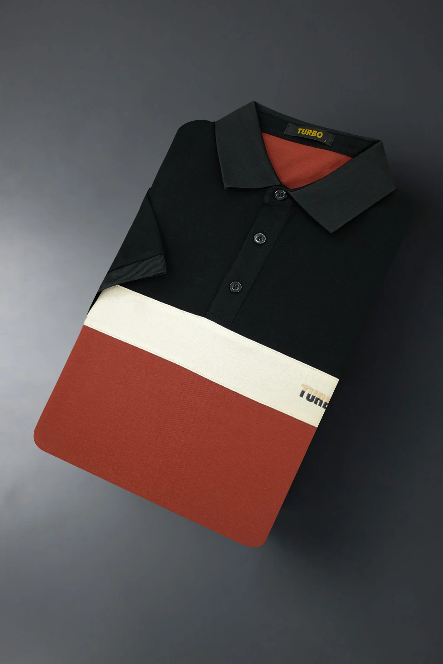 Turbo Panel Style Men's Polo Shirt In Black - Image 2