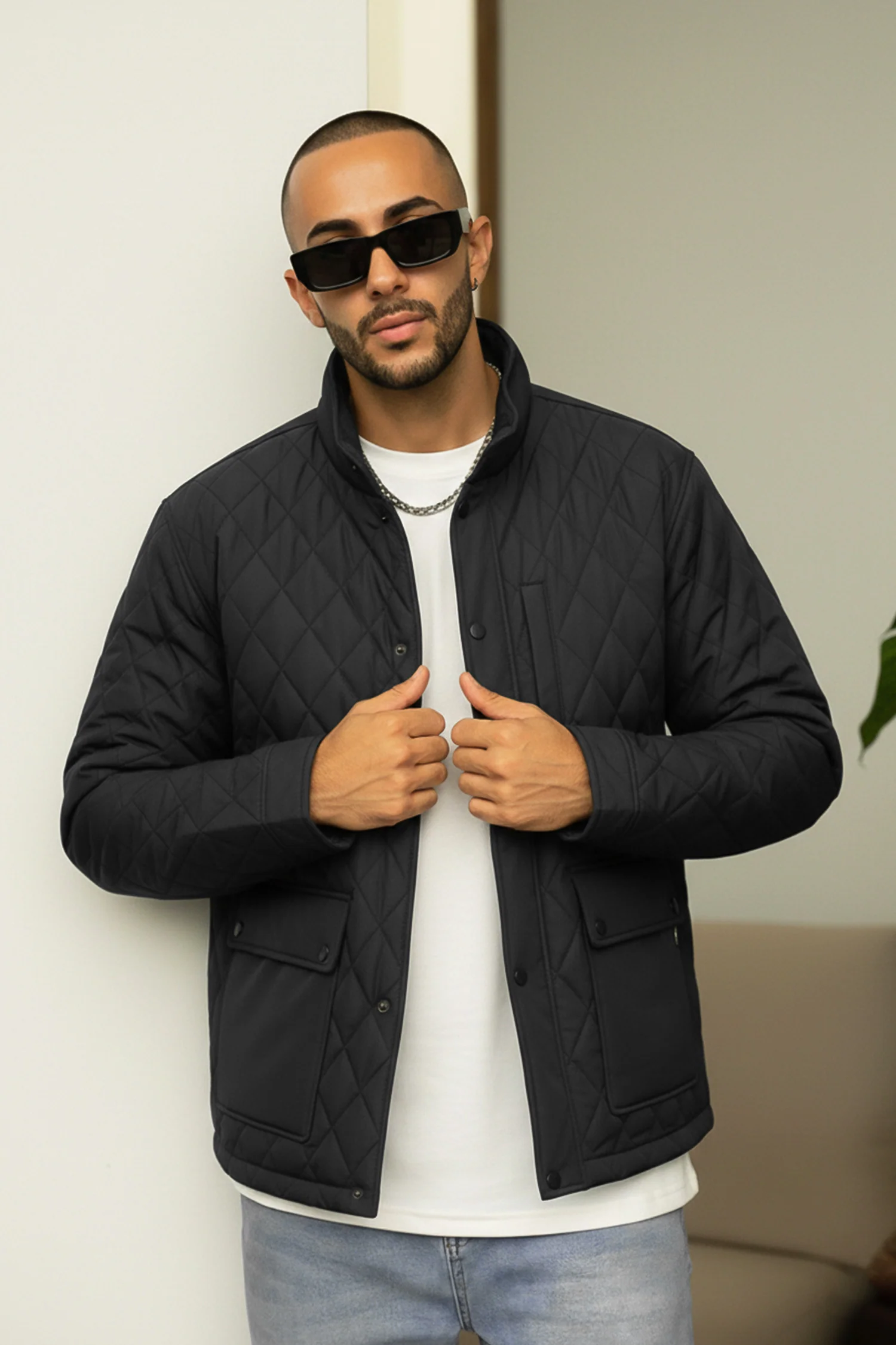 Turbo Placket Pockets Quilted Puffer Jacket - Image 6