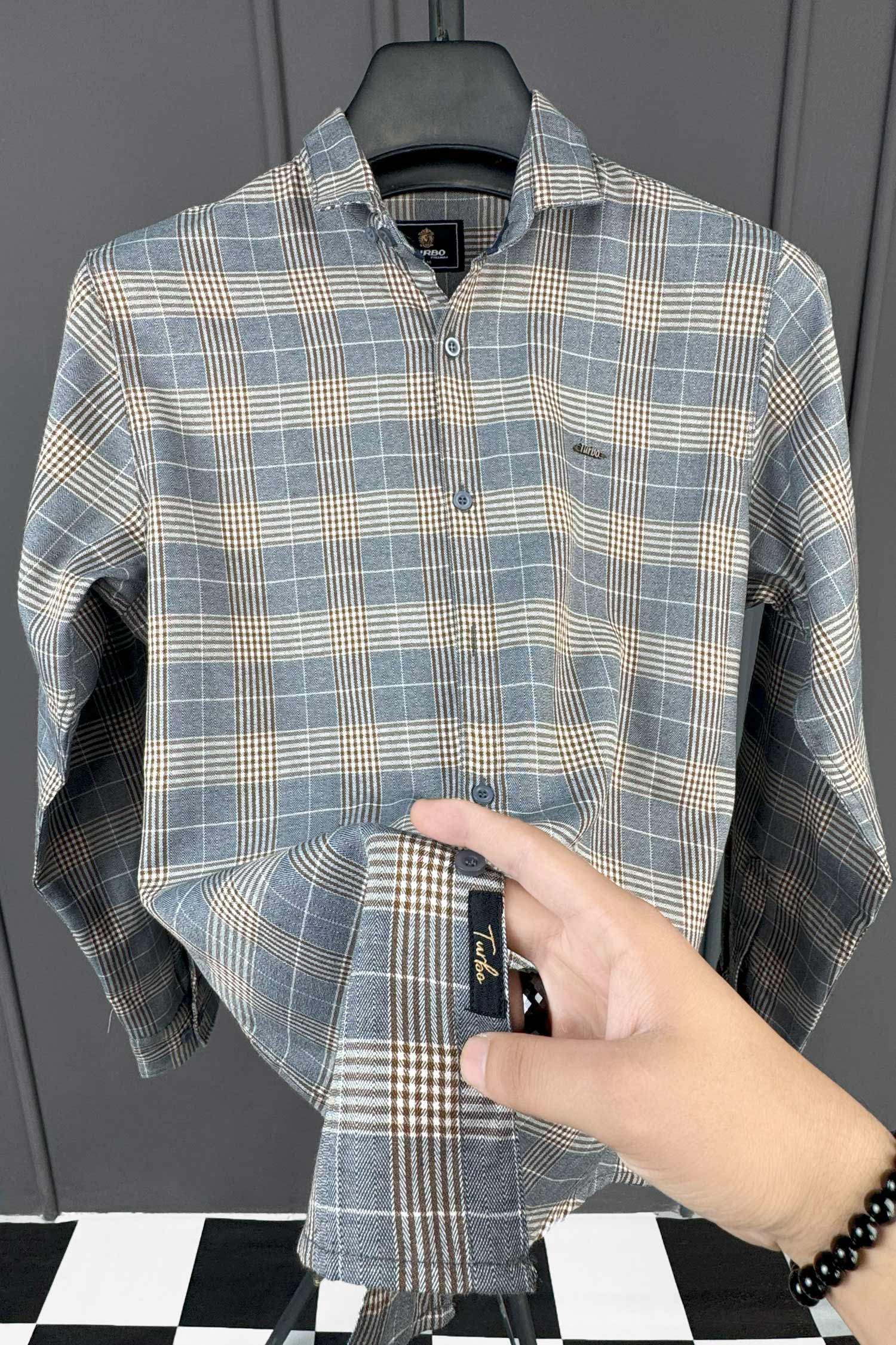 Turbo Plaid Pattern Creation Long Sleeve Cotton Casual Shirt - Image 13