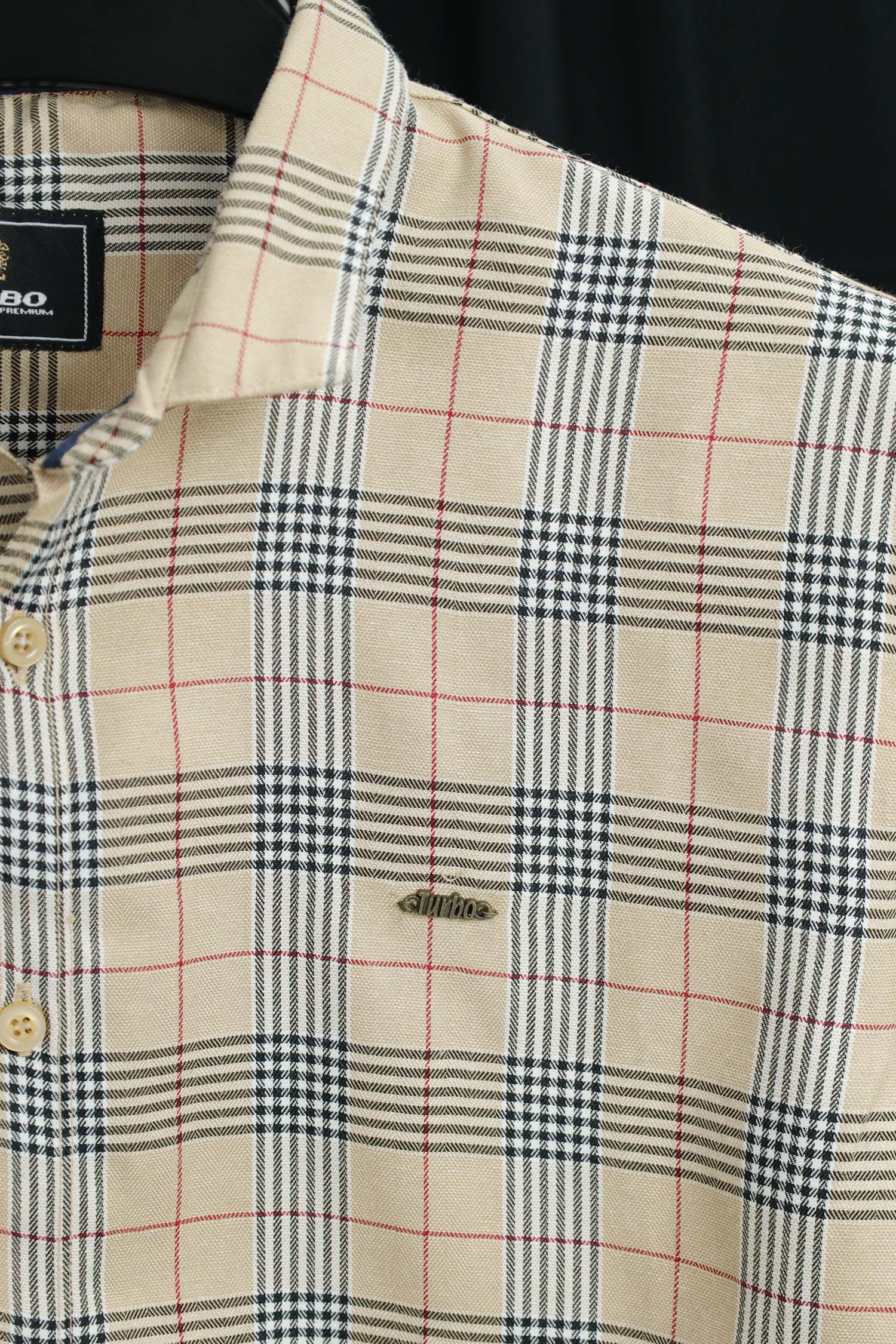 Turbo Plaid Pattern Creation Long Sleeve Cotton Casual Shirt In Light Skin - Image 2