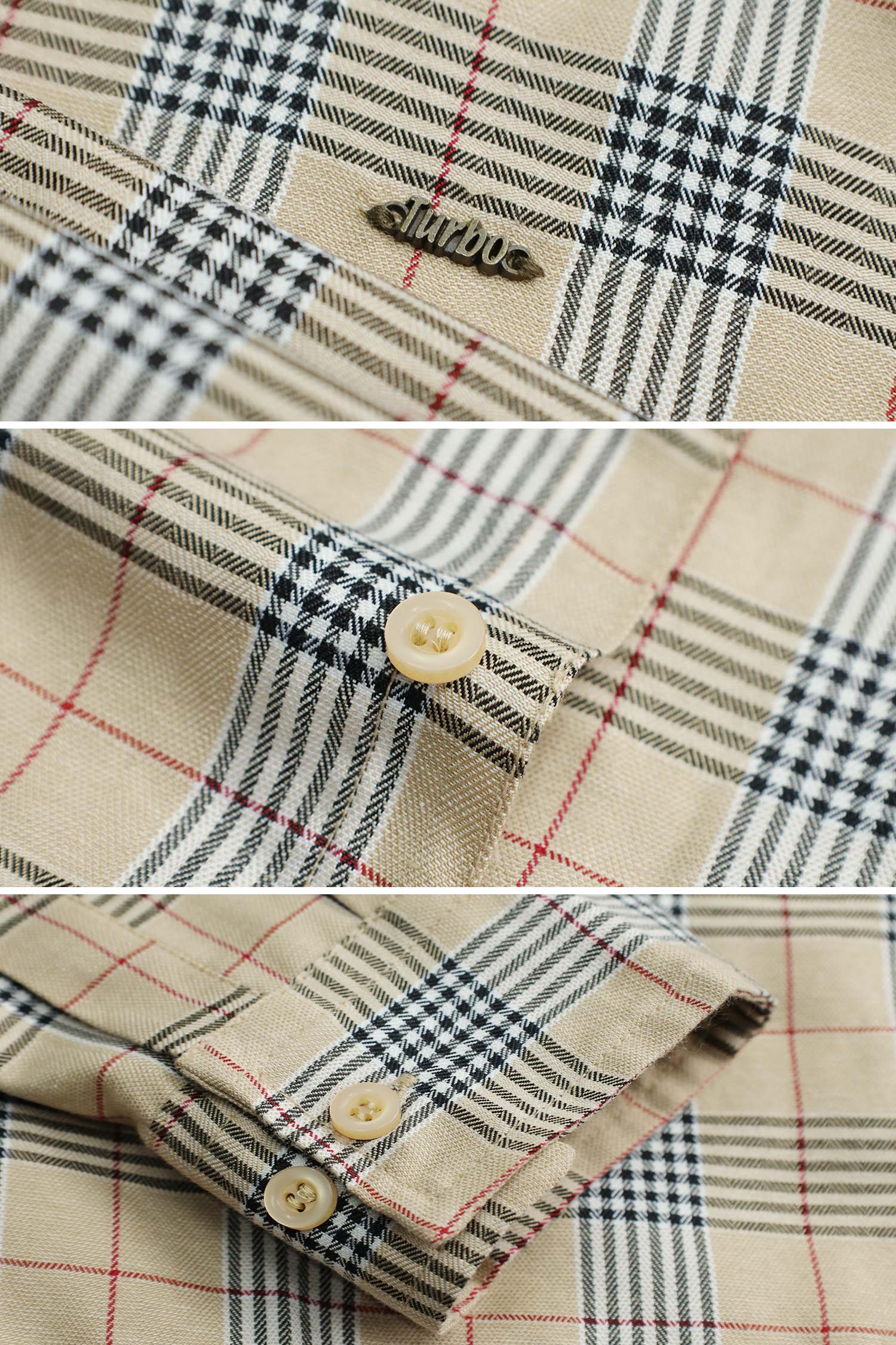 Turbo Plaid Pattern Creation Long Sleeve Cotton Casual Shirt In Light Skin - Image 3