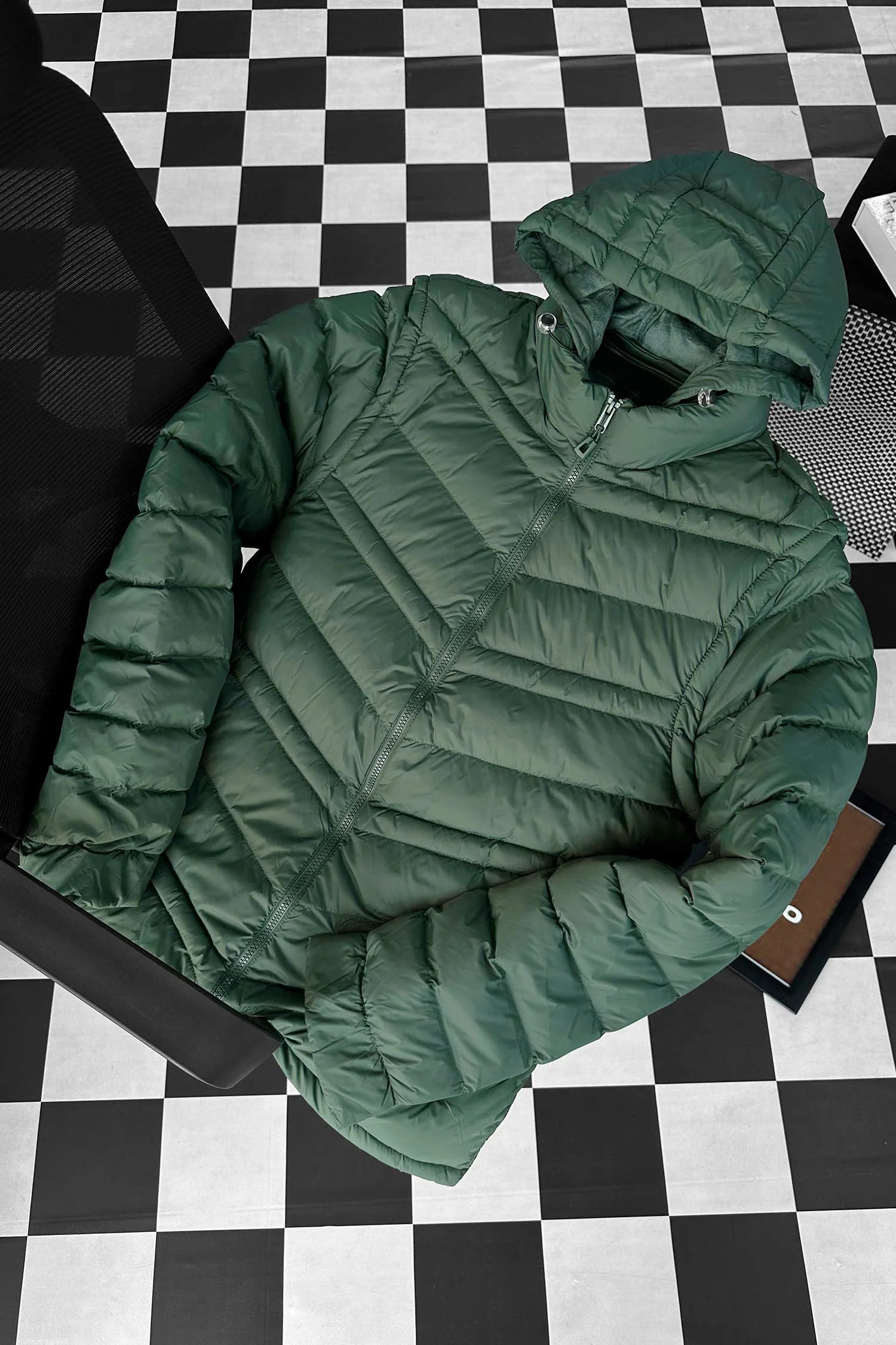 Turbo Poly Stretch Removable Arm Imported Puffer Jacket In Green - Image 3