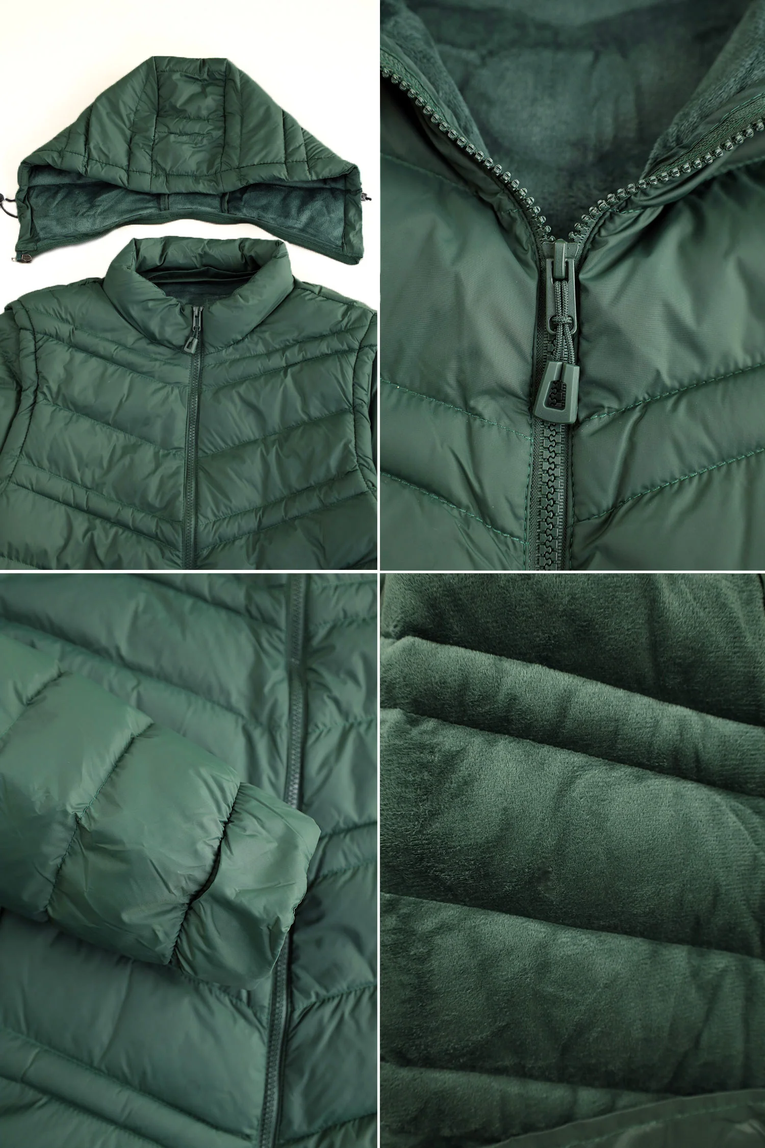 Turbo Poly Stretch Removable Arm Imported Puffer Jacket In Green - Image 4