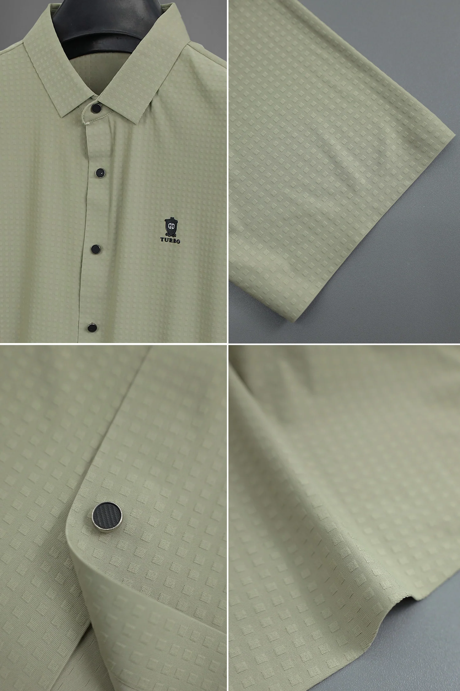 Turbo Prime Pattern Comfort Casual Shirt In Light Moss Green - Image 3