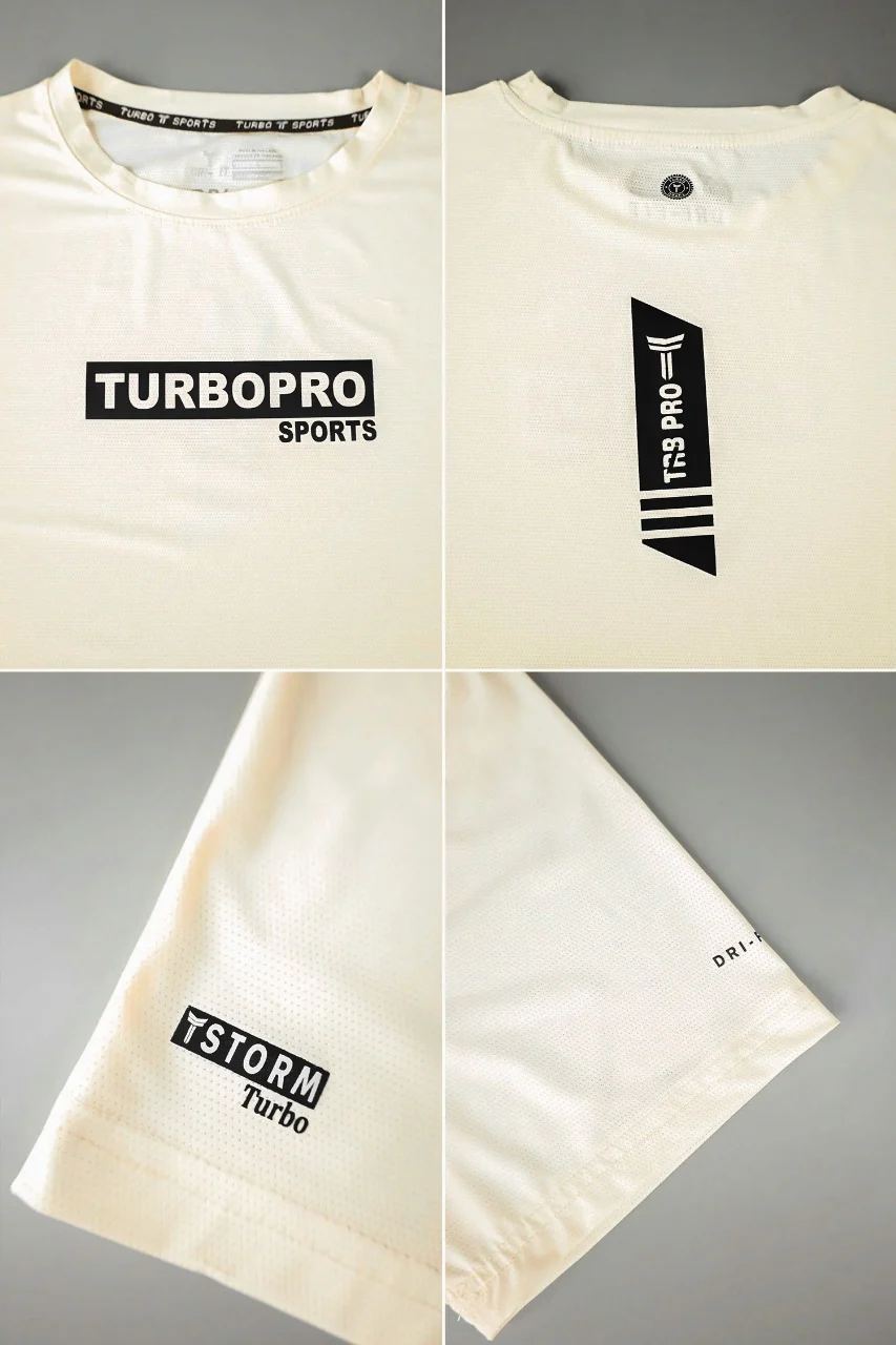 Turbo Pro Sports Climalite Mesh Dry-Fit Tee In Off White - Image 4