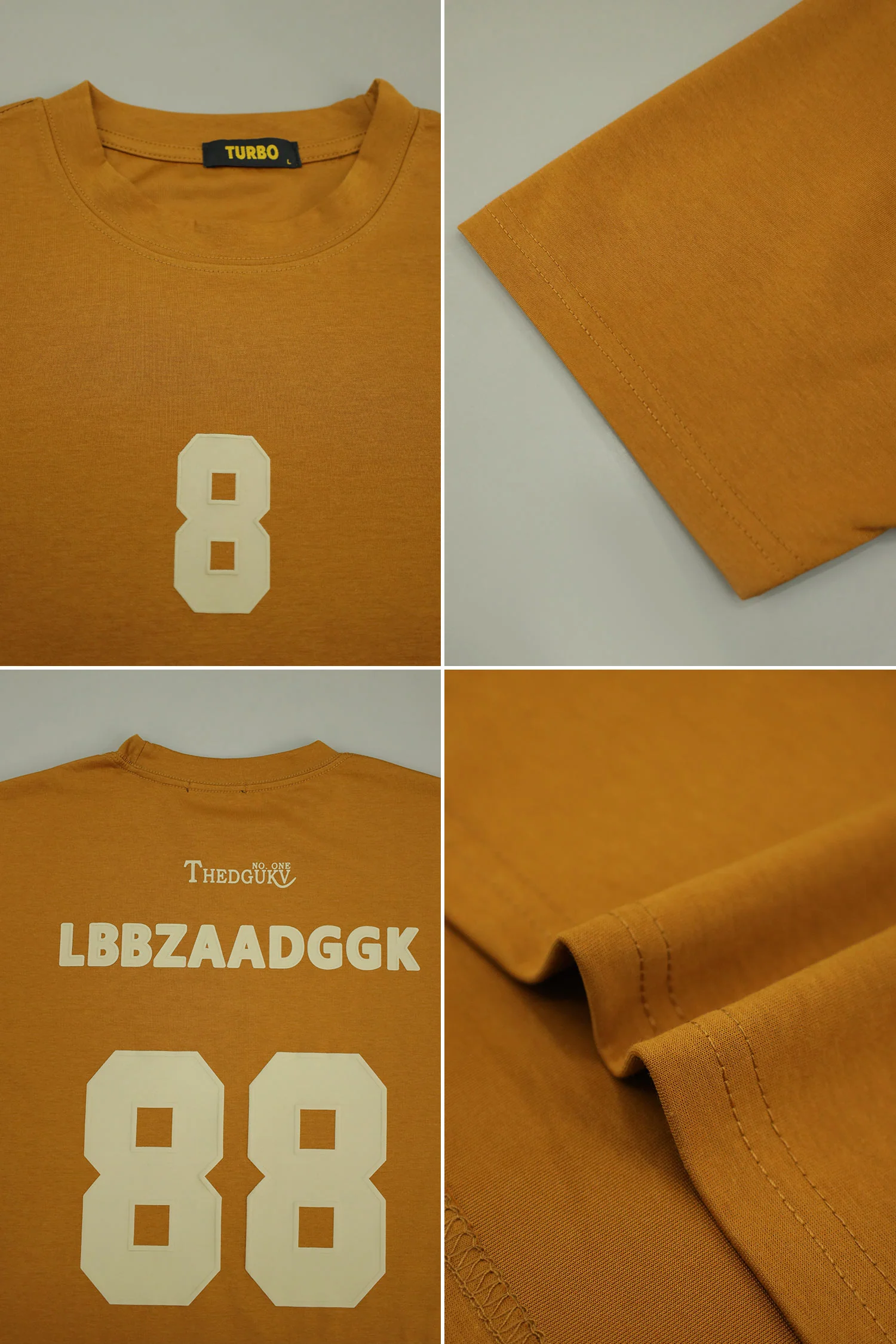 Turbo Prominent Numeric 8 Front Logo Tee In Mustard - Image 2