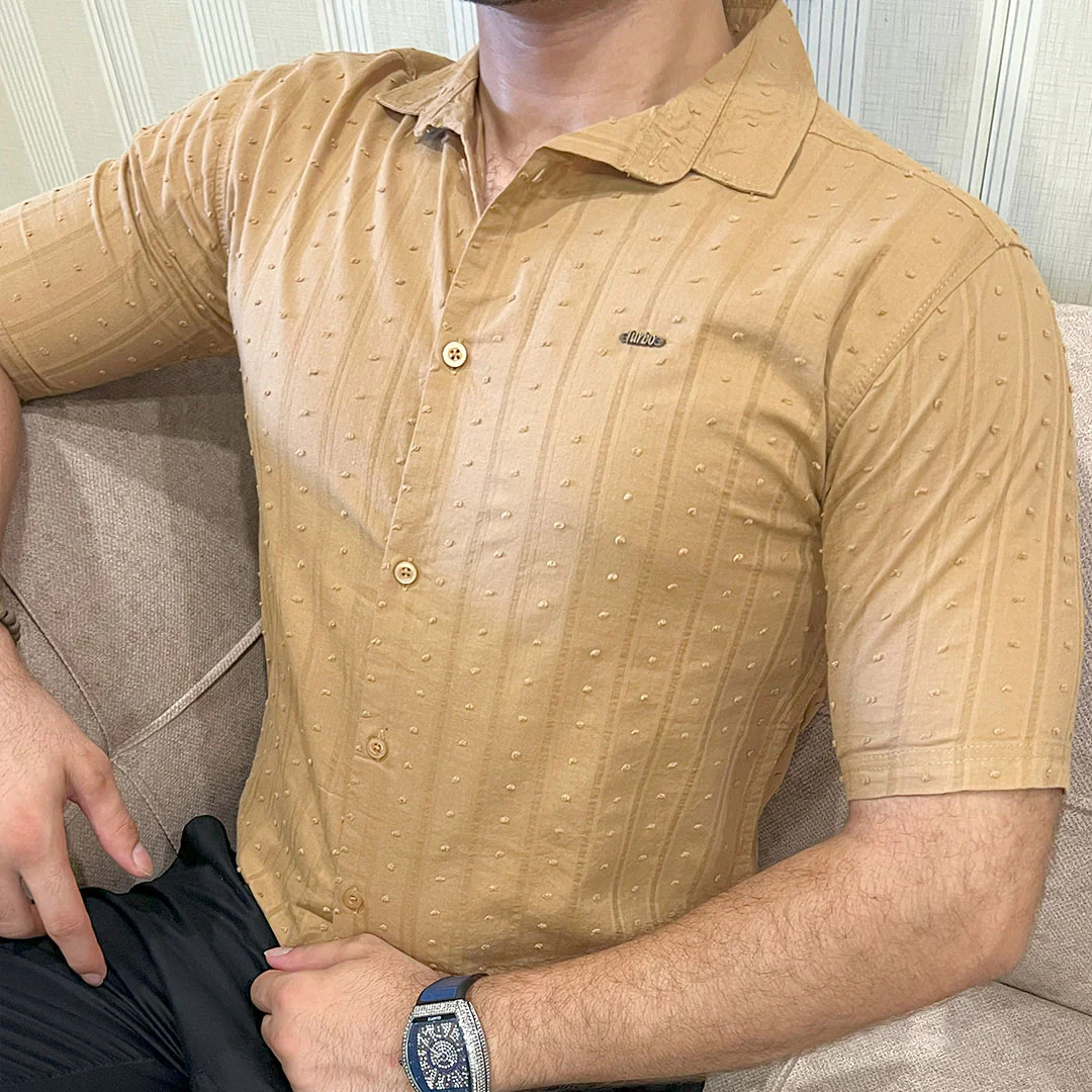 Turbo Puff Clasic Thread Casual Shirt In Camel - Image 3