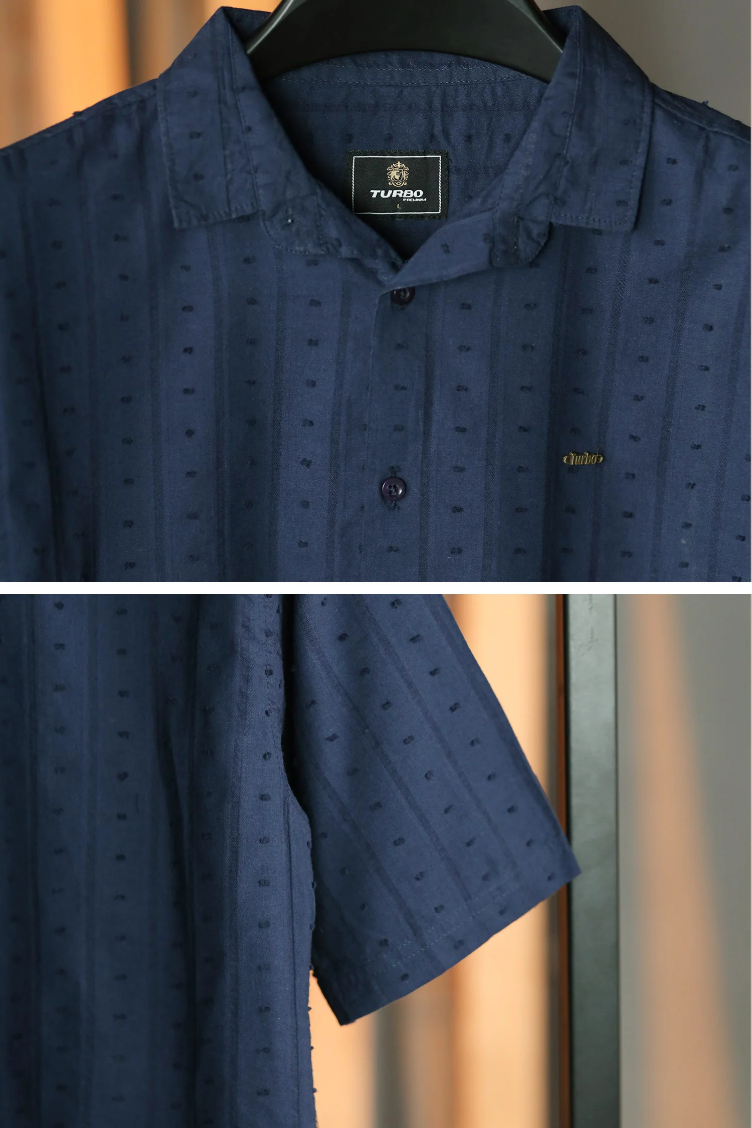 Turbo Puff Classic Thread Casual Shirt In Navy Blue - Image 3