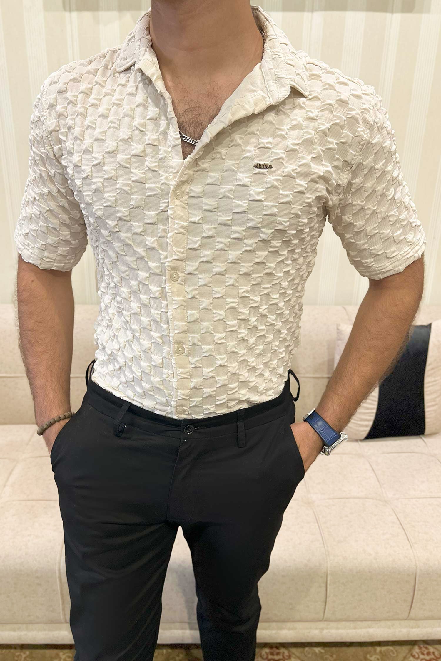 Turbo Puff Structured Pattern Casual Shirt - Image 5