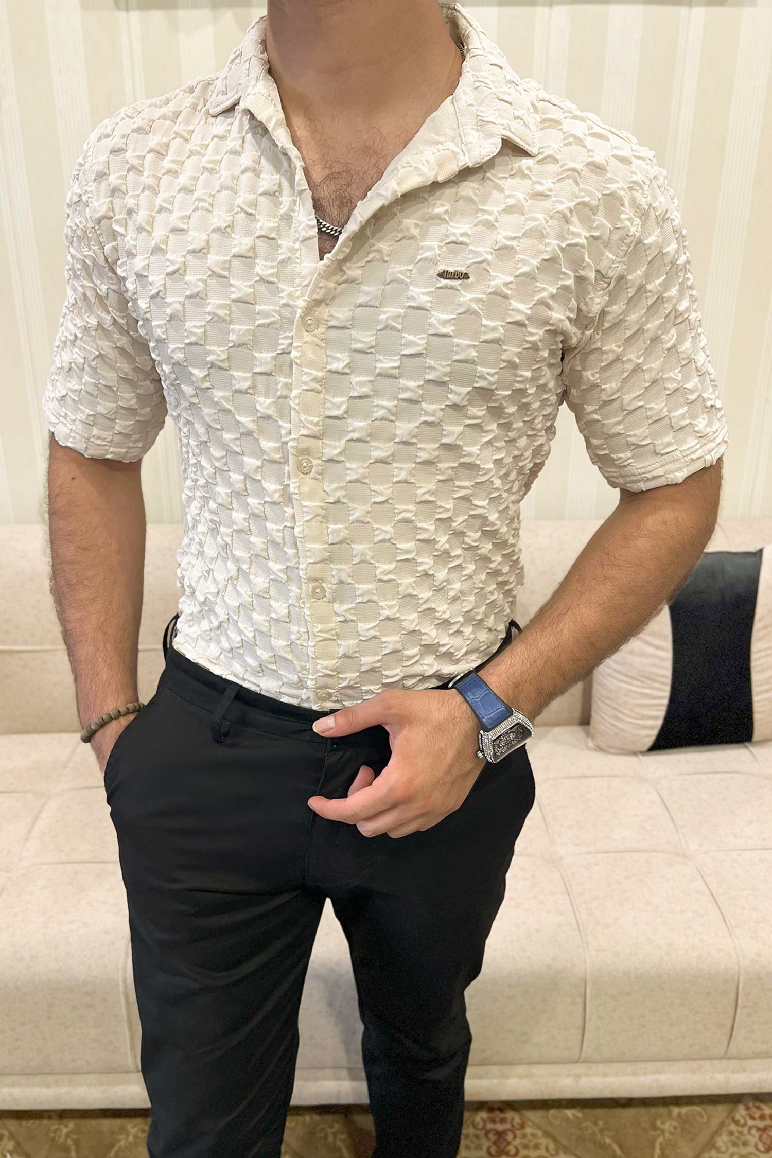 Turbo Puff Structured Pattern Casual Shirt - Image 6