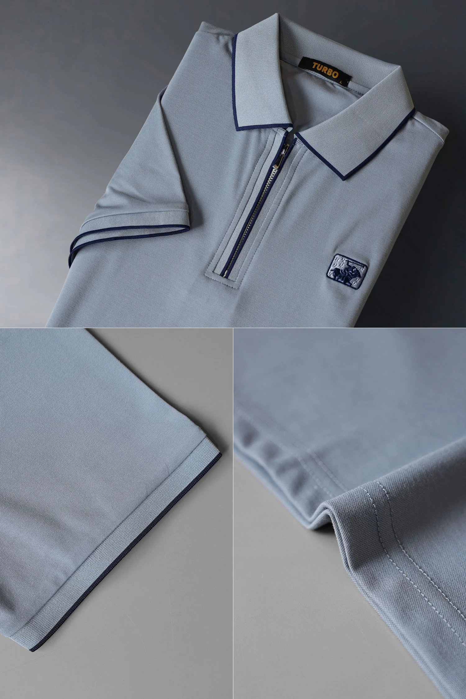 Turbo Quality Club Zipper Men's Polo Shirt - Image 3