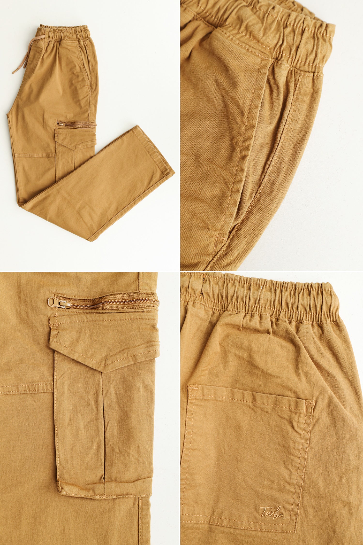 Turbo 'Recon' Division Zip-Detail Loose Bottom Cargo Trouser In Camel - Image 6