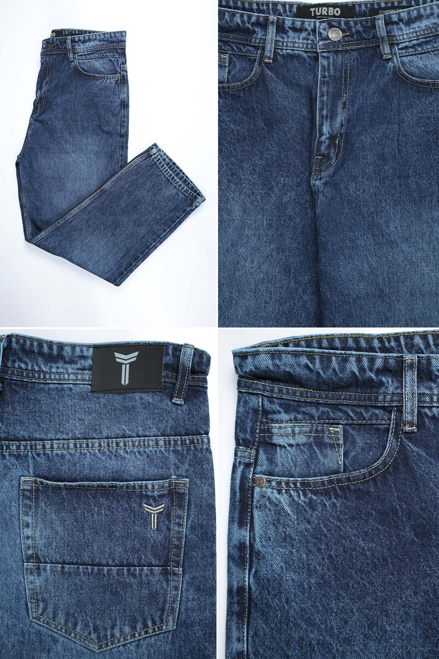 Turbo Remix Fusion Baggy Jeans In Dark Blue - Image 4