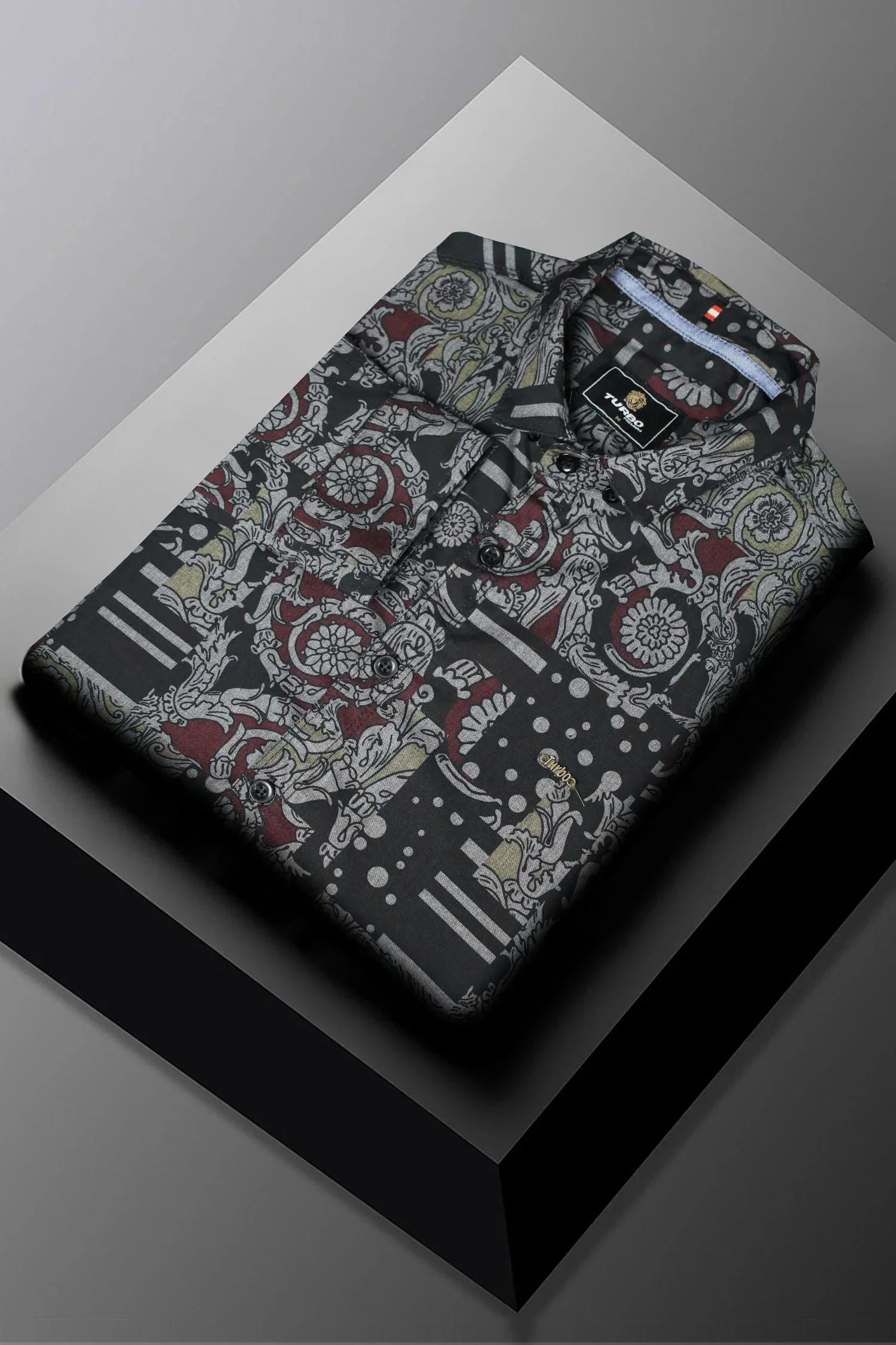 Turbo Retro Flower Motif Long Sleeve Cotton Casual Shirt - Image 4