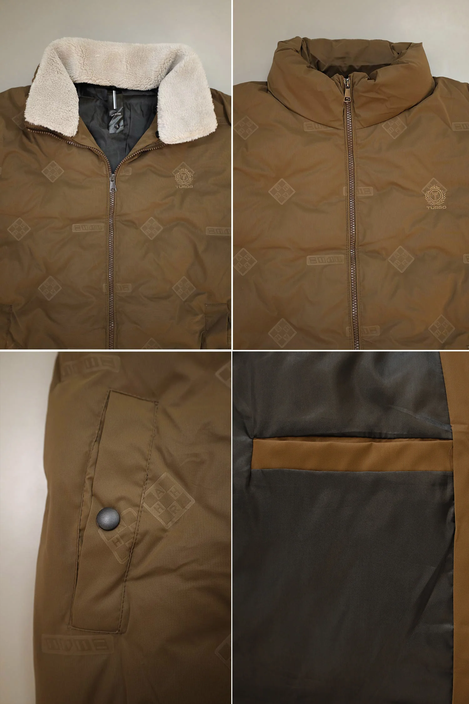 Synthetic Sherpa Collar Men's Imported Puffer Jacket - Image 14