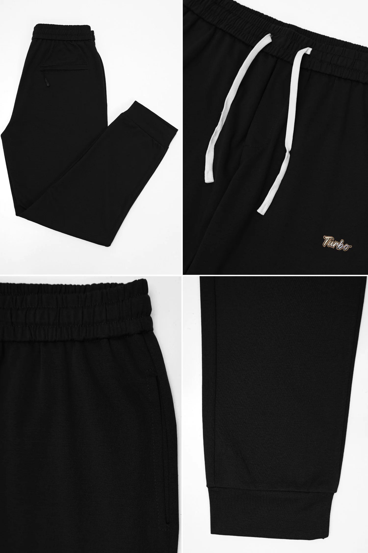 Turbo Ribbed Cuffs Men's Imported Trouser In Black - Image 3
