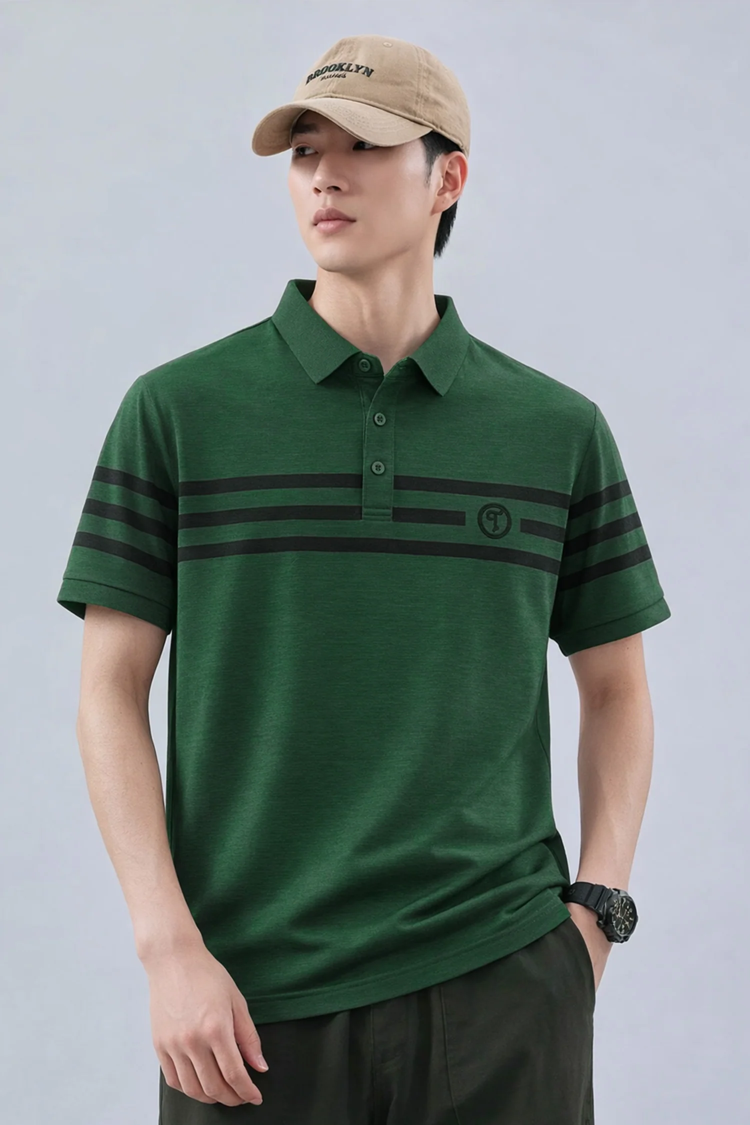 Turbo Horizontal Stripes Style Men's Polo T-Shirt - Image 5