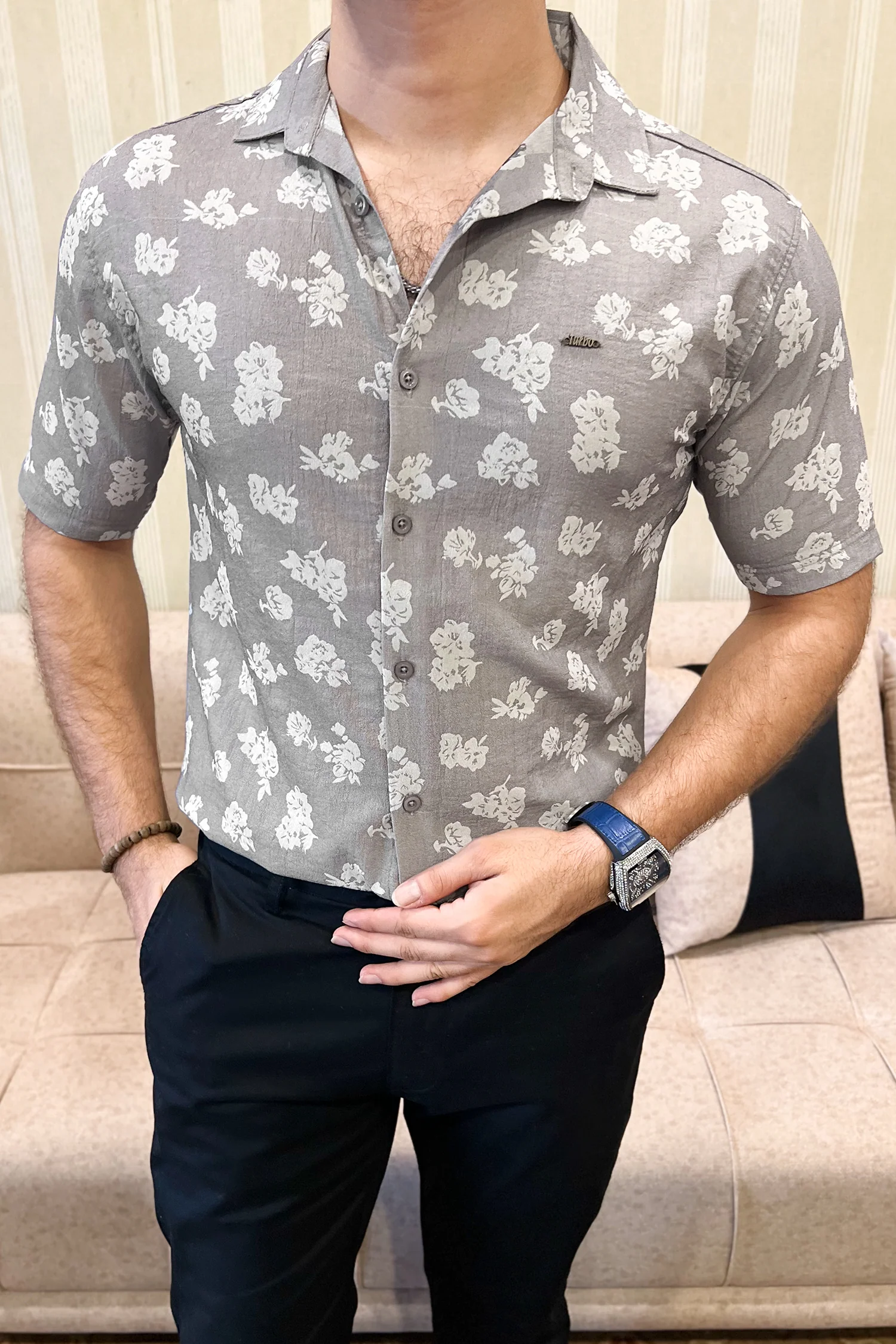 Turbo Rich Floral Printed Casual Shirt - Image 4
