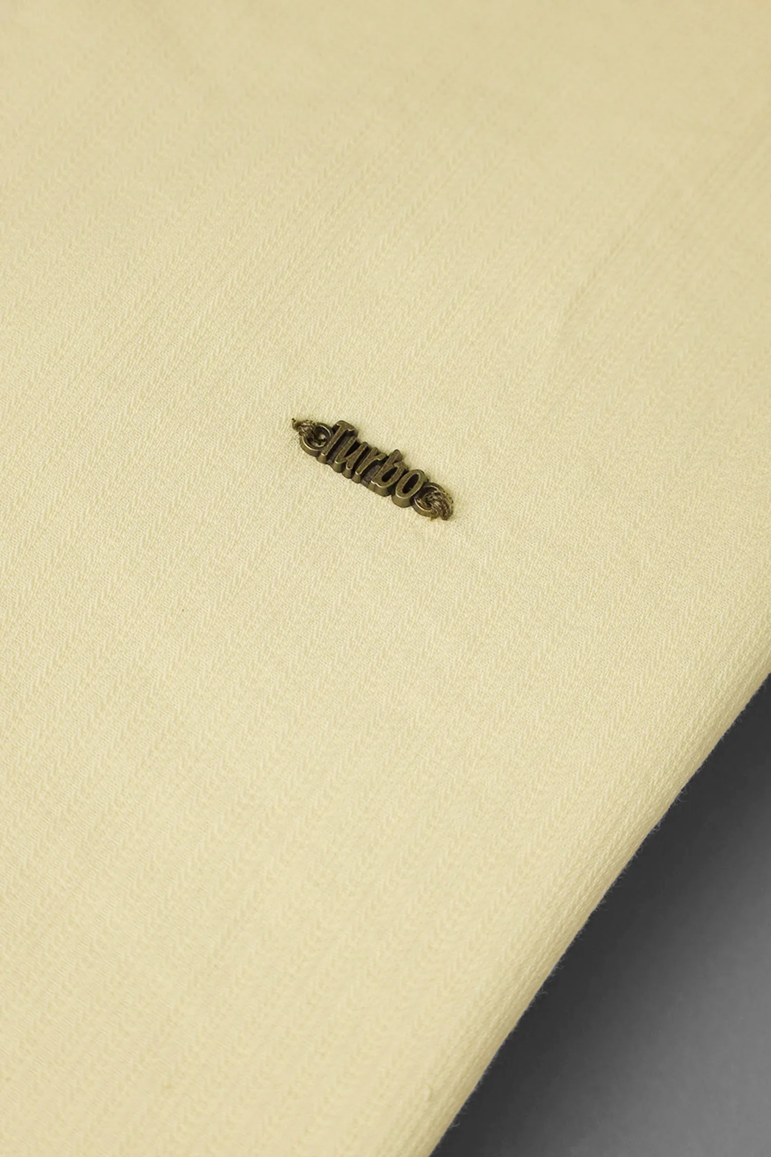 Turbo Self Lining Long Sleeve Cotton Casual Shirt In Light Lemon - Image 4