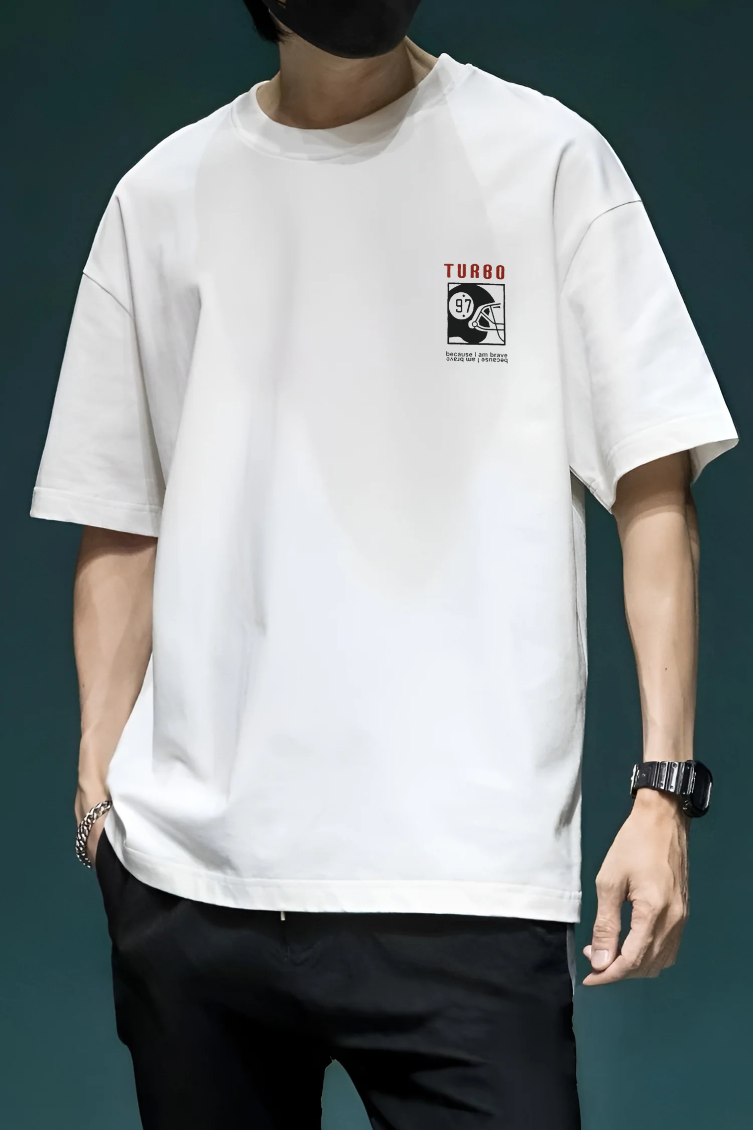 Turbo "Shein Typographic" Oversize Tee In White - Image 2