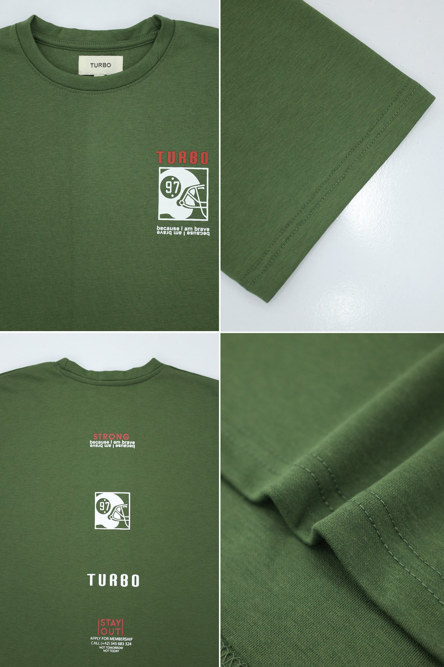 Turbo "Shein Typographic" Oversize Tee In Olive - Image 4
