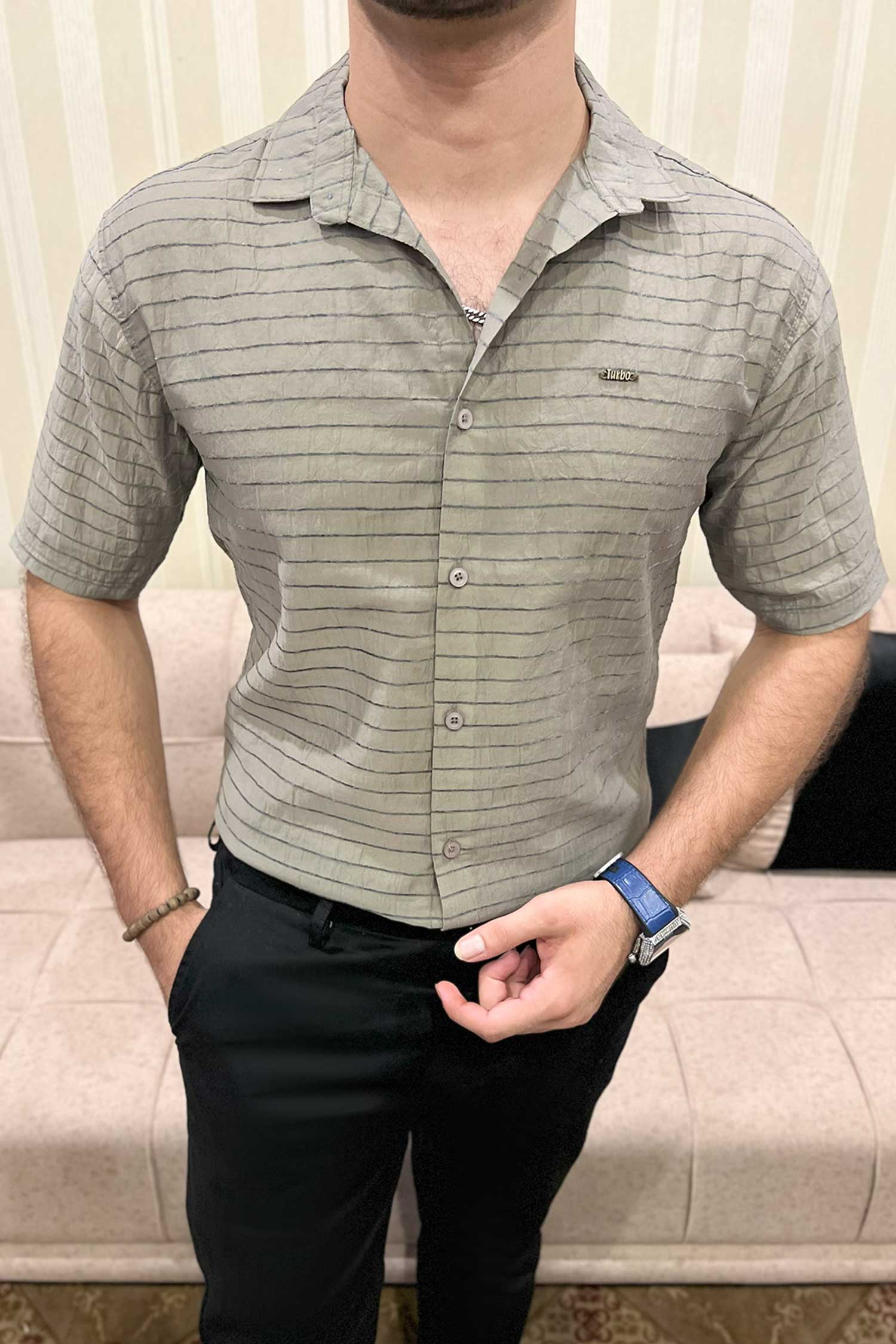 Turbo Snitch Striped Casual Shirt In Grey - Image 5