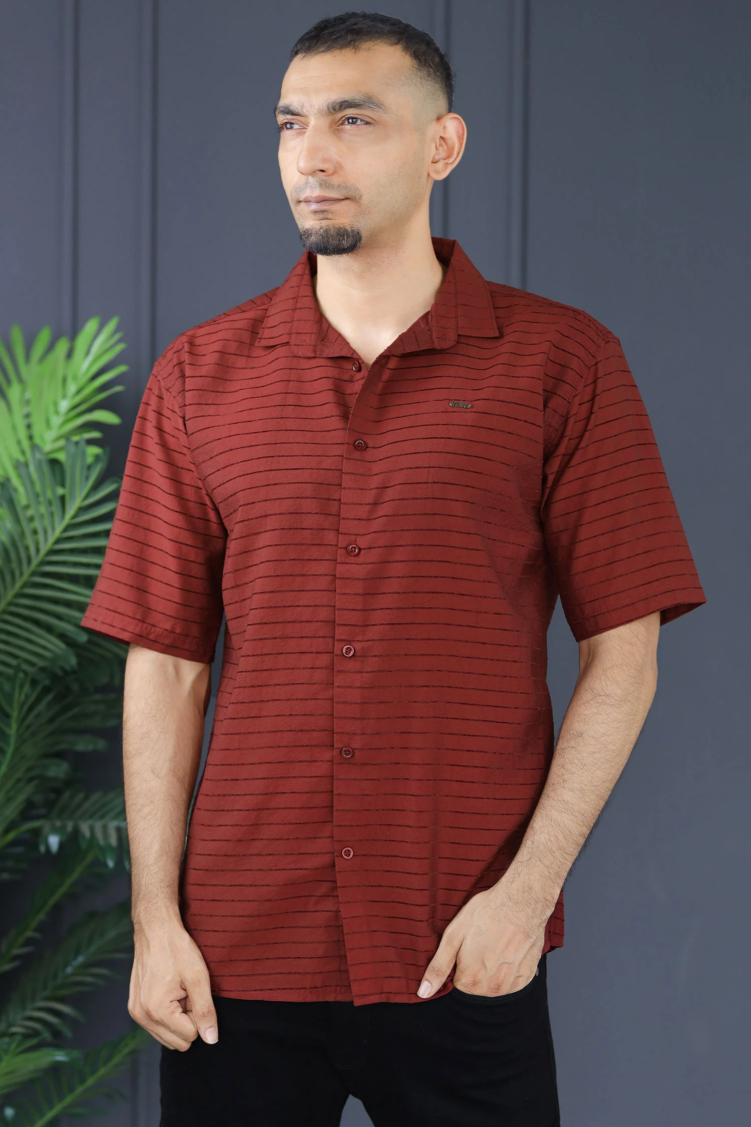 Turbo Snitch Striped Casual Shirt In Maroon - Image 2