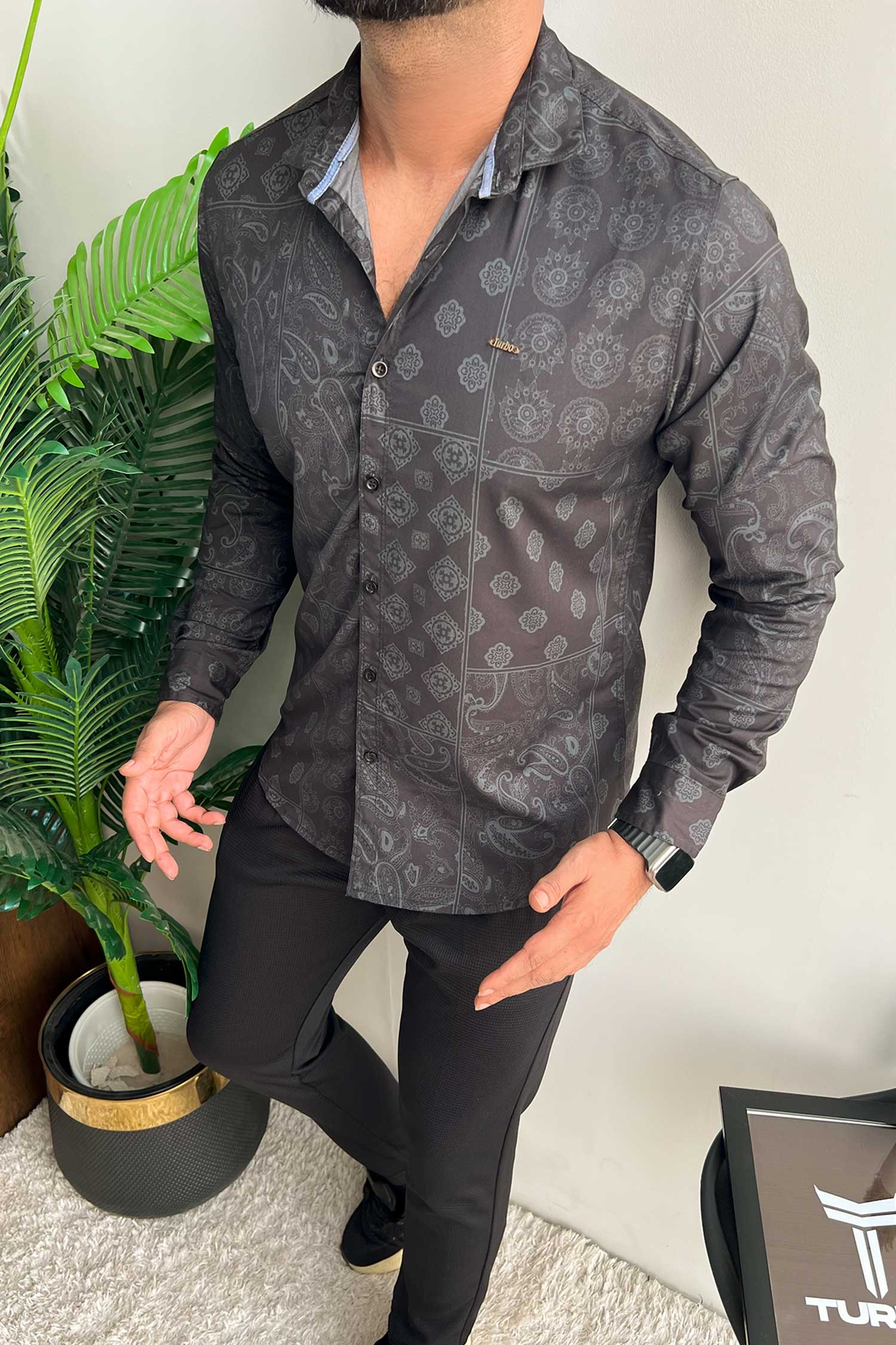 Turbo Splash Printed Long Sleeve Cotton Casual Shirt - Image 4