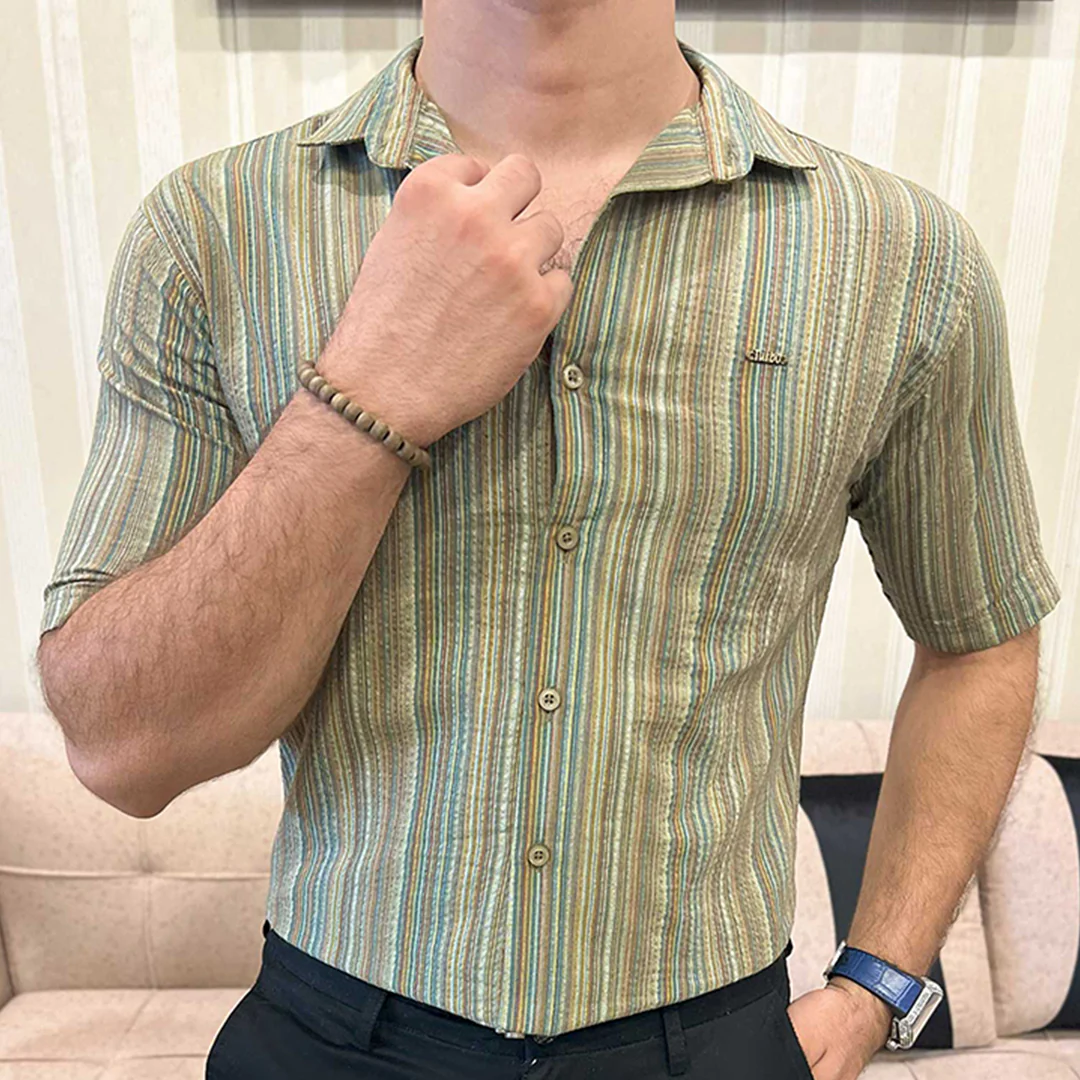 Turbo Spring Edit Textured Casual Shirt In Green - Image 2