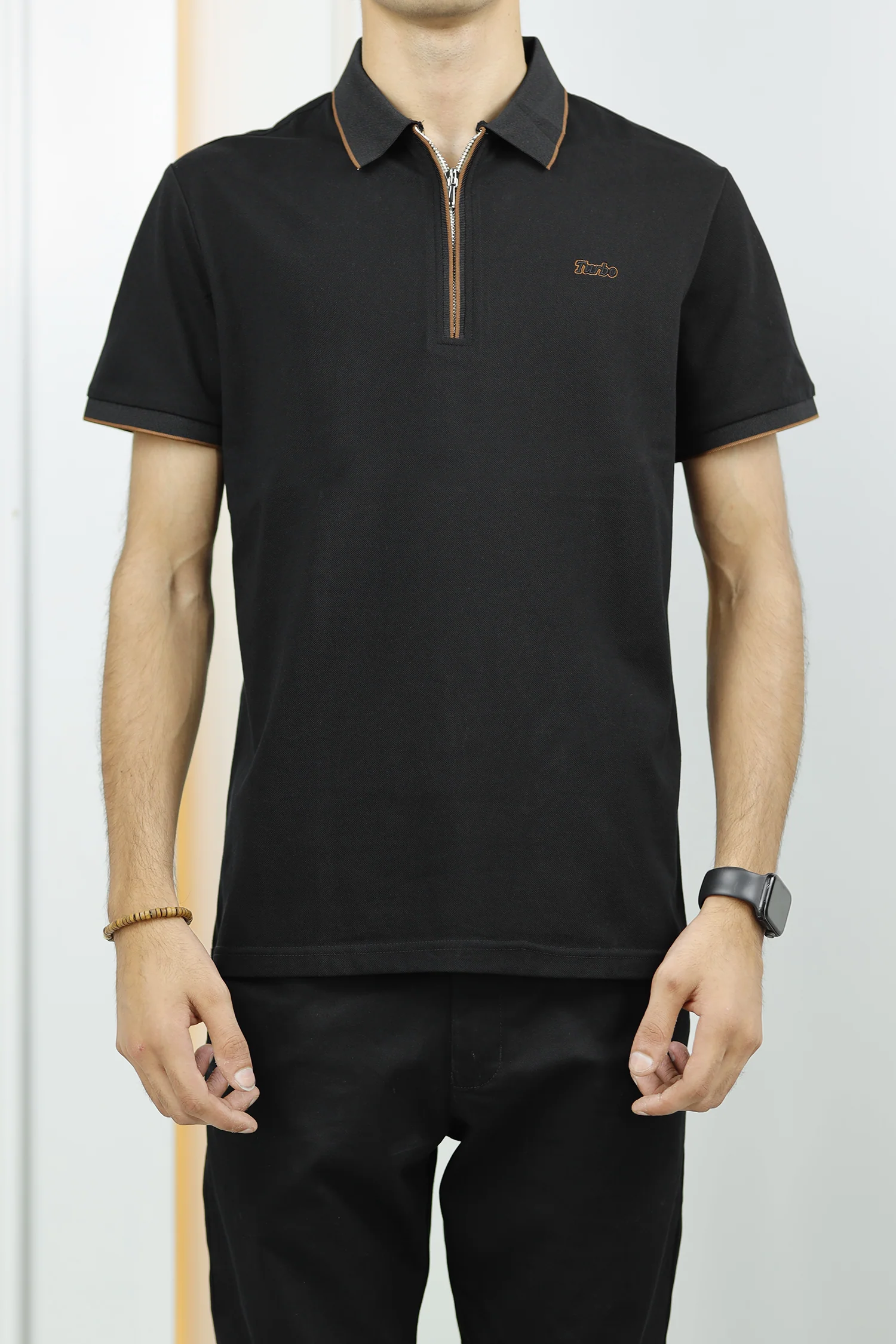 Turbo Studiofit Detailed Zip Collar Men's Polo Shirt - Image 6