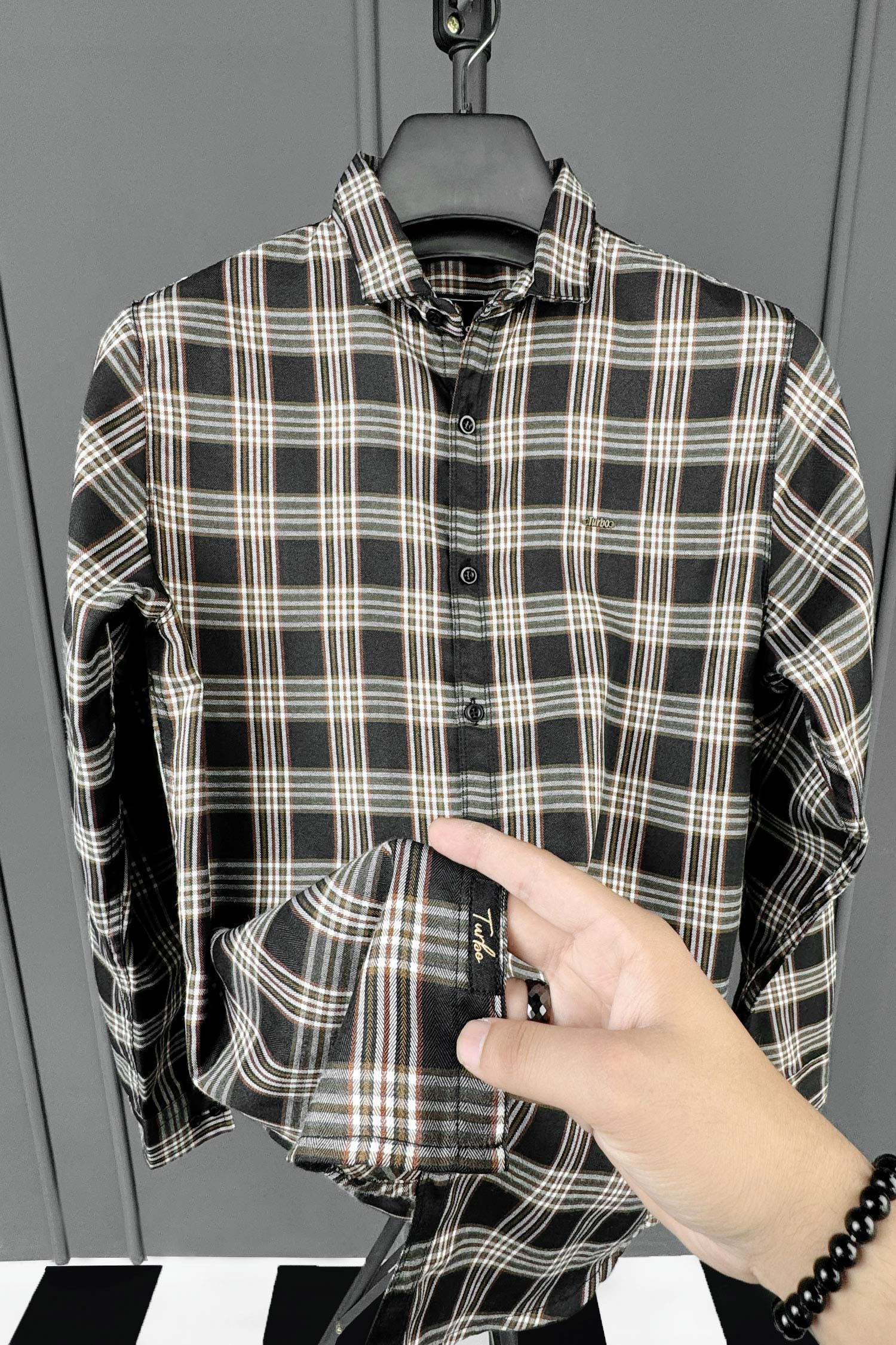 Turbo Tattersall Checkered Long Sleeve Cotton Casual Shirt - Image 8