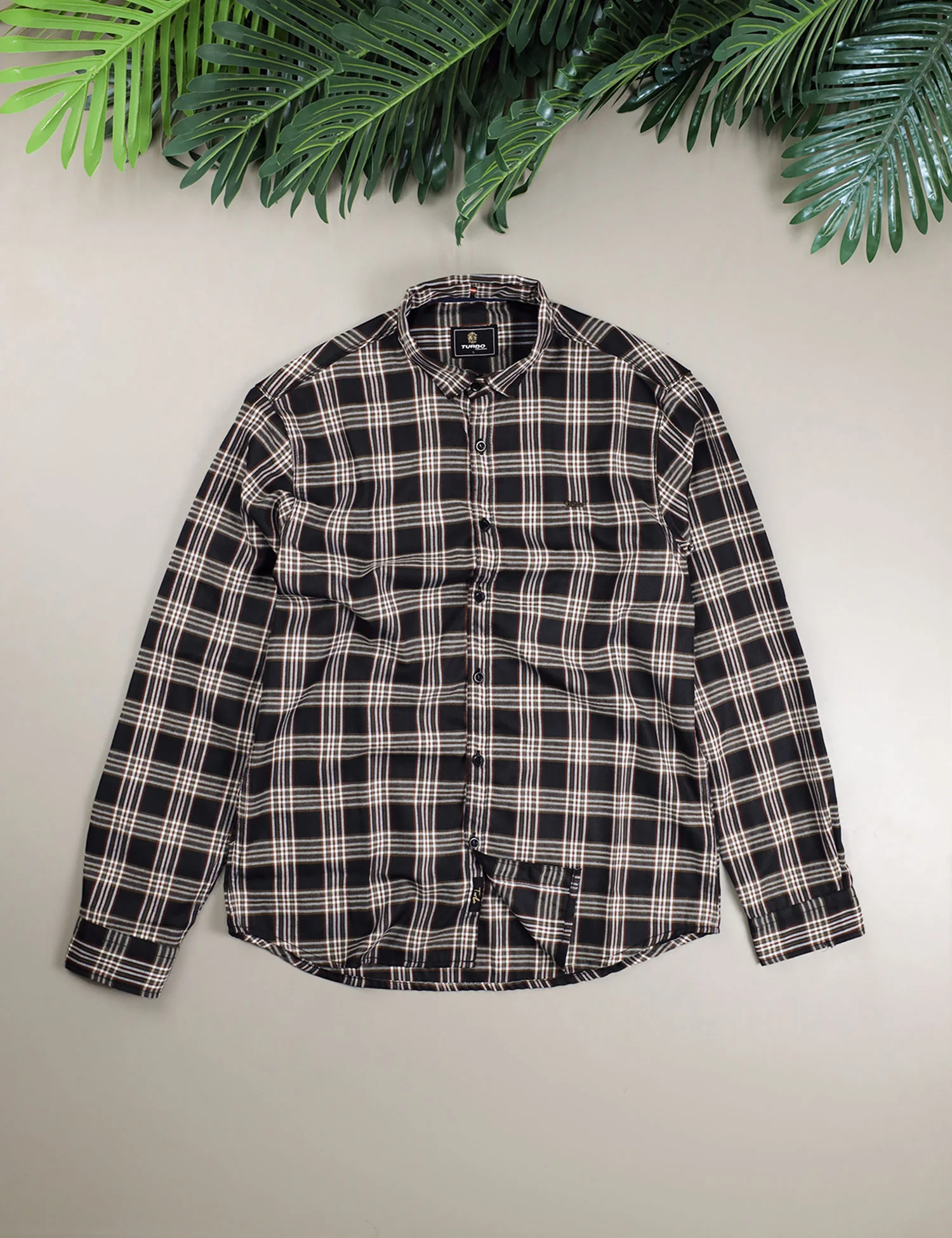 Turbo Tattersall Checkered Long Sleeve Cotton Casual Shirt - Image 7
