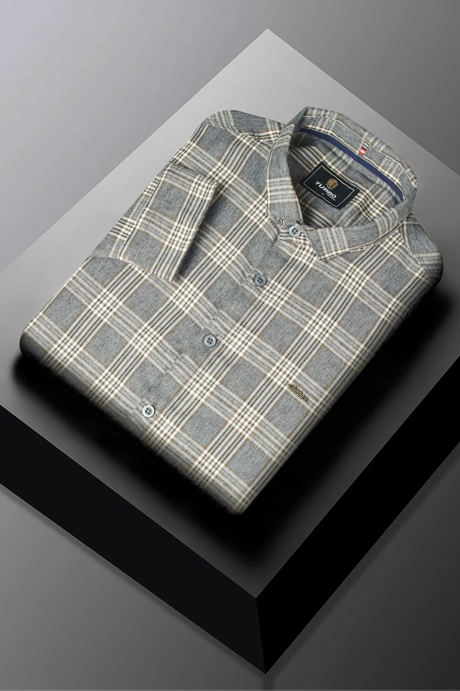Turbo Tattersall Checkered Long Sleeve Cotton Casual Shirt - Image 7