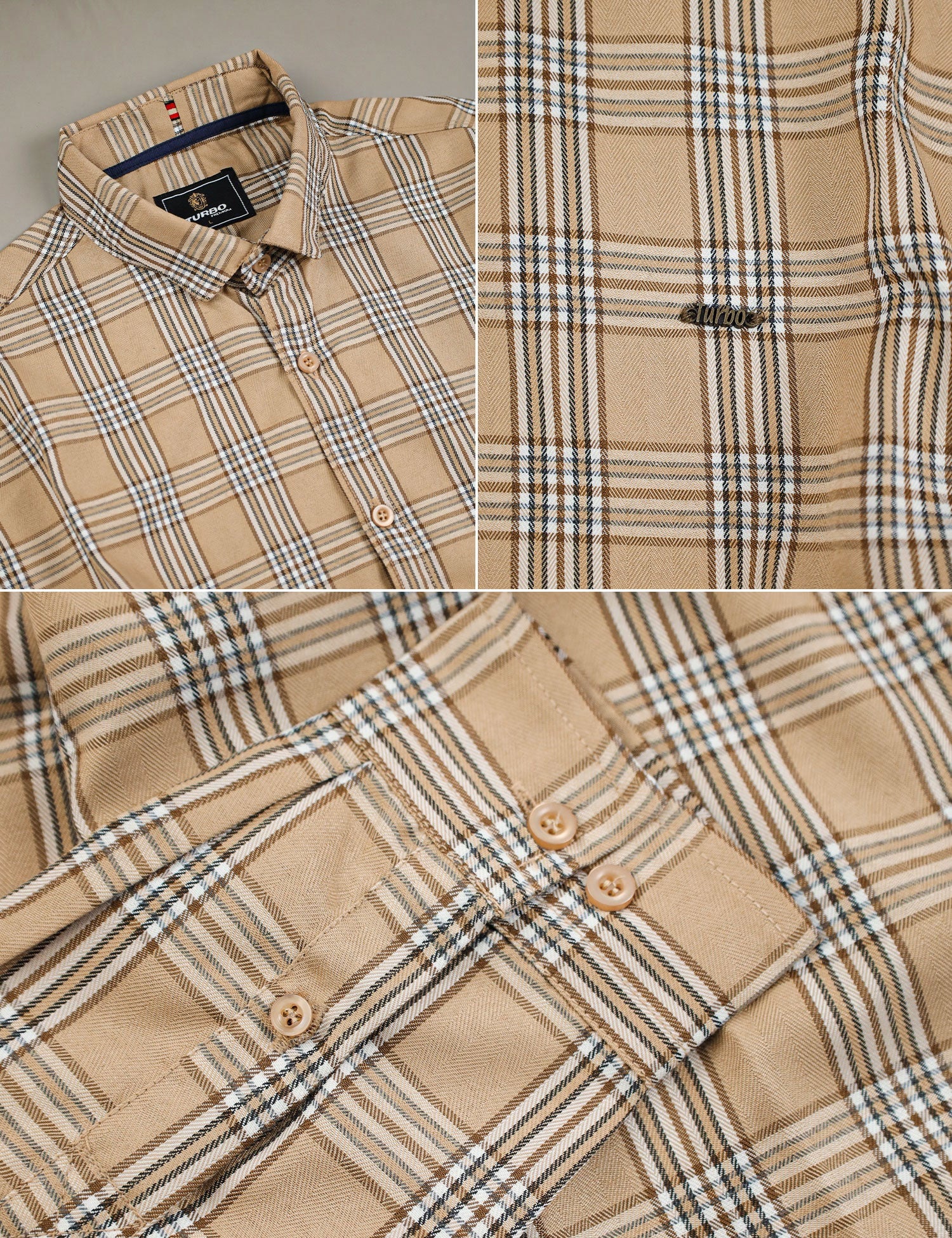 Turbo Tattersall Checkered Long Sleeve Cotton Casual Shirt - Image 4