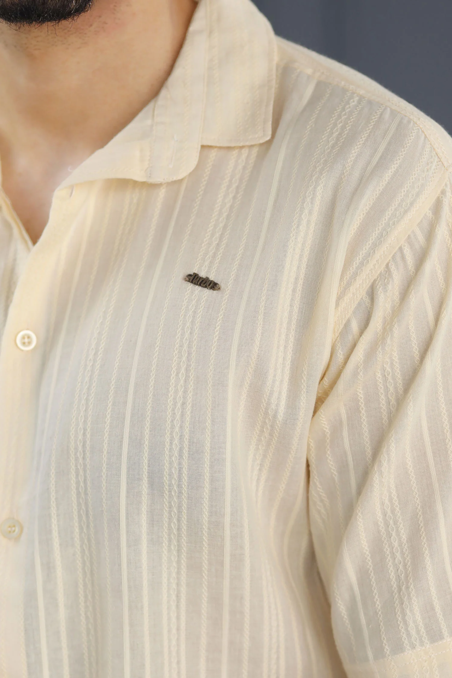 Turbo Textured Champ Casual Shirt In Light Lemon - Image 3