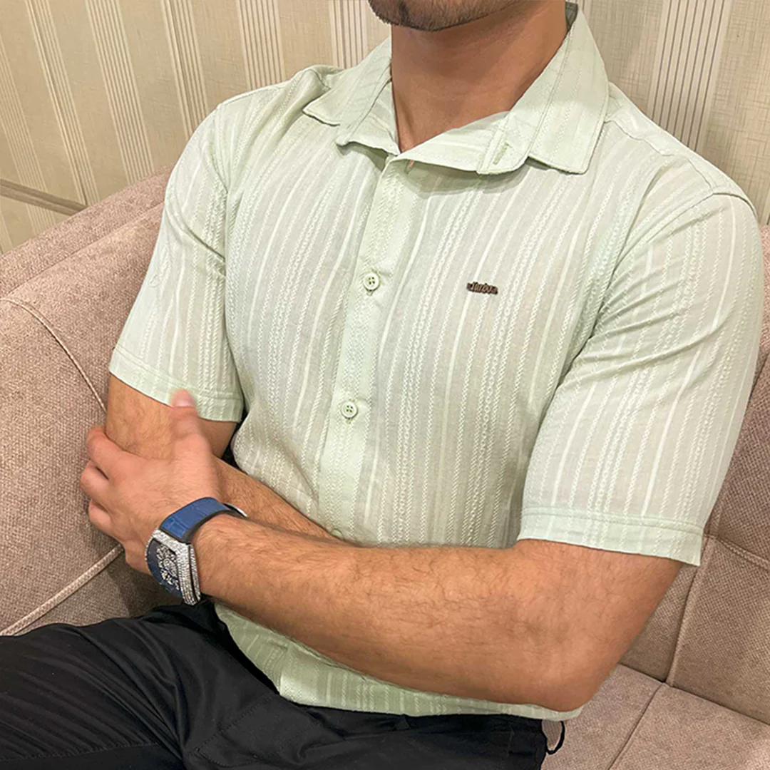 Turbo Textured Champ Casual Shirt In Mint Green