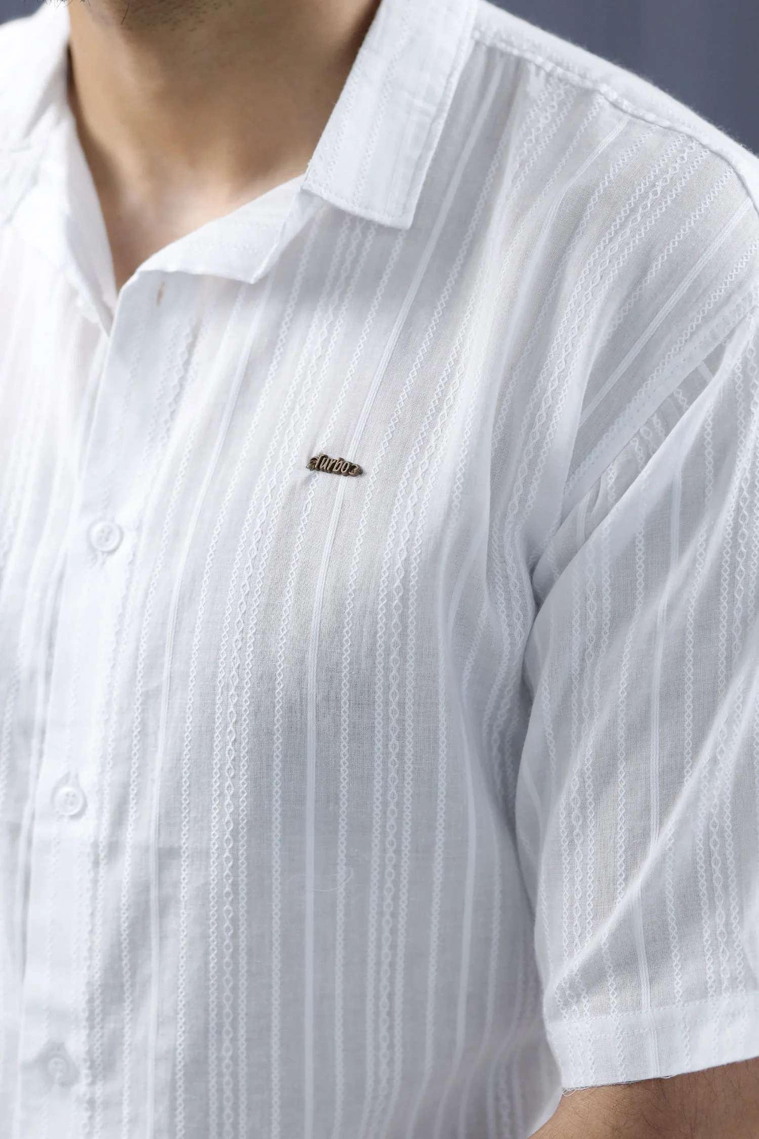 Turbo Textured Champ Casual Shirt In White - Image 3