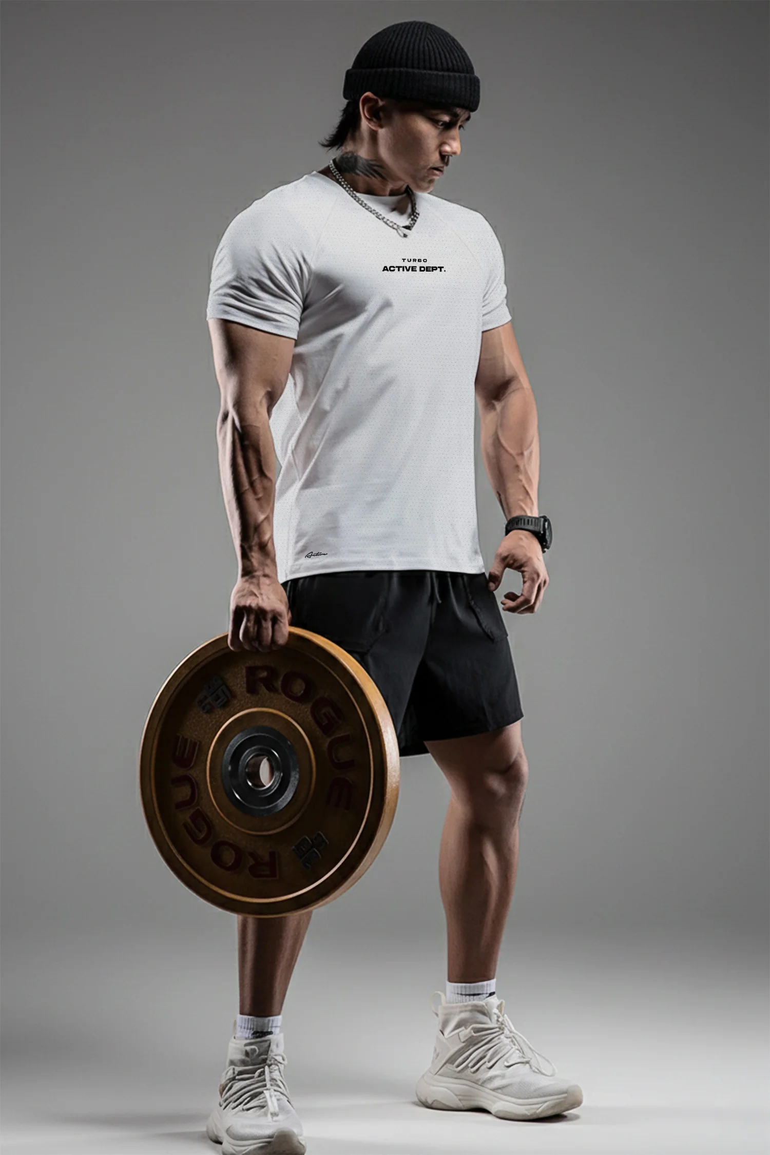 Turbo 'The Active Dept.' Performance Dry-Fit Tee In Slate Grey - Image 3