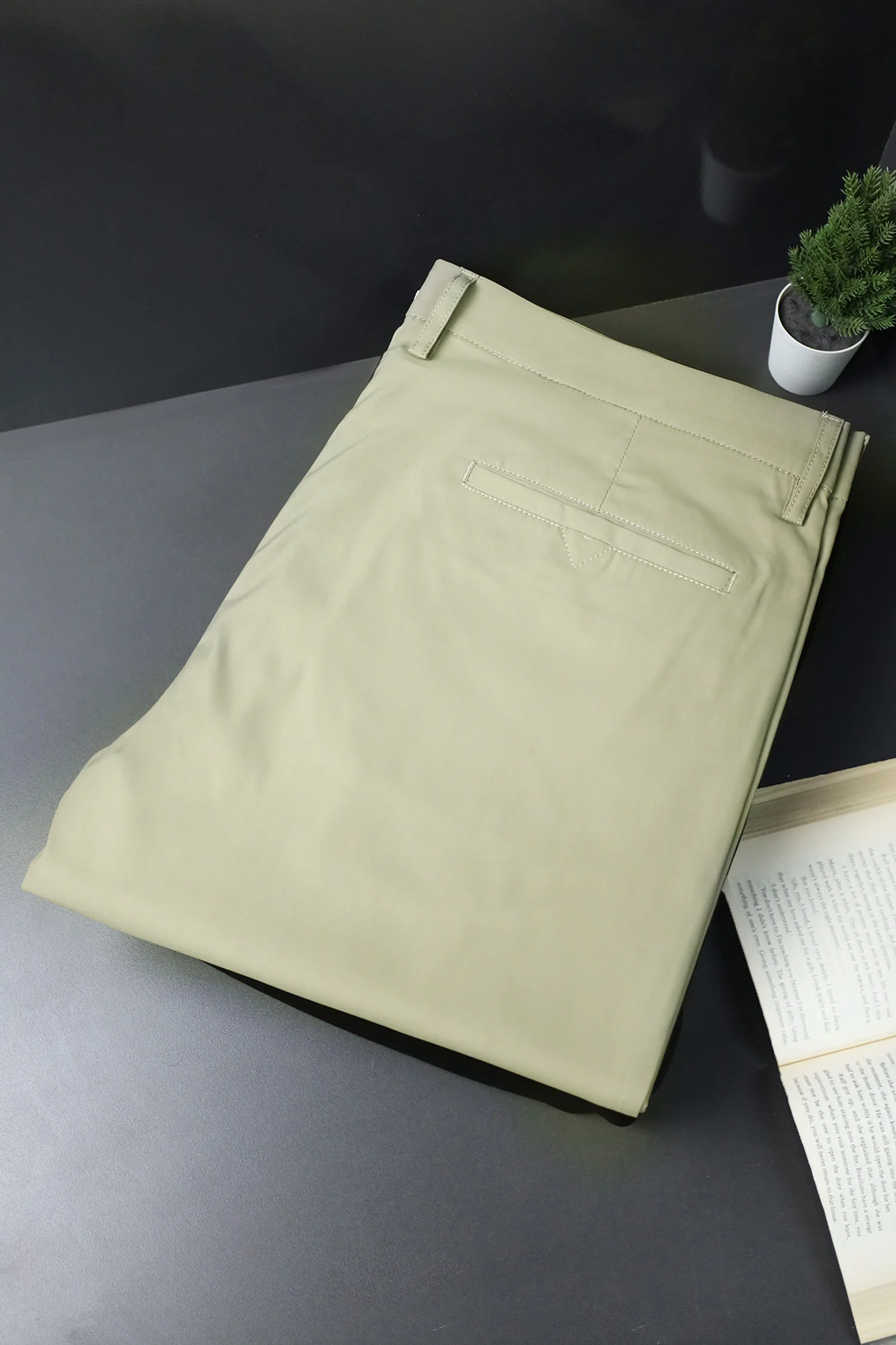 Turbo Urban Era Executive Slim Fit Cotton Pant In Creem - Image 3
