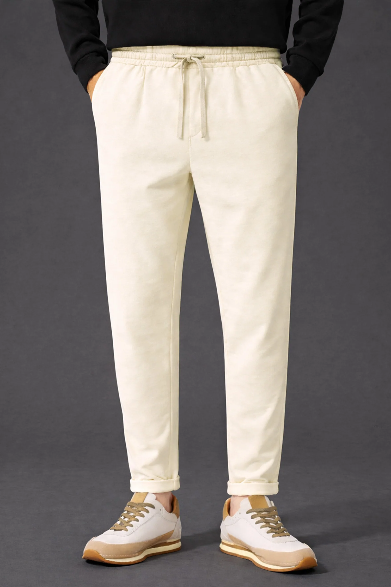 Turbo Urban-Fit Single Plate Waffle Trouser In Off White - Image 2