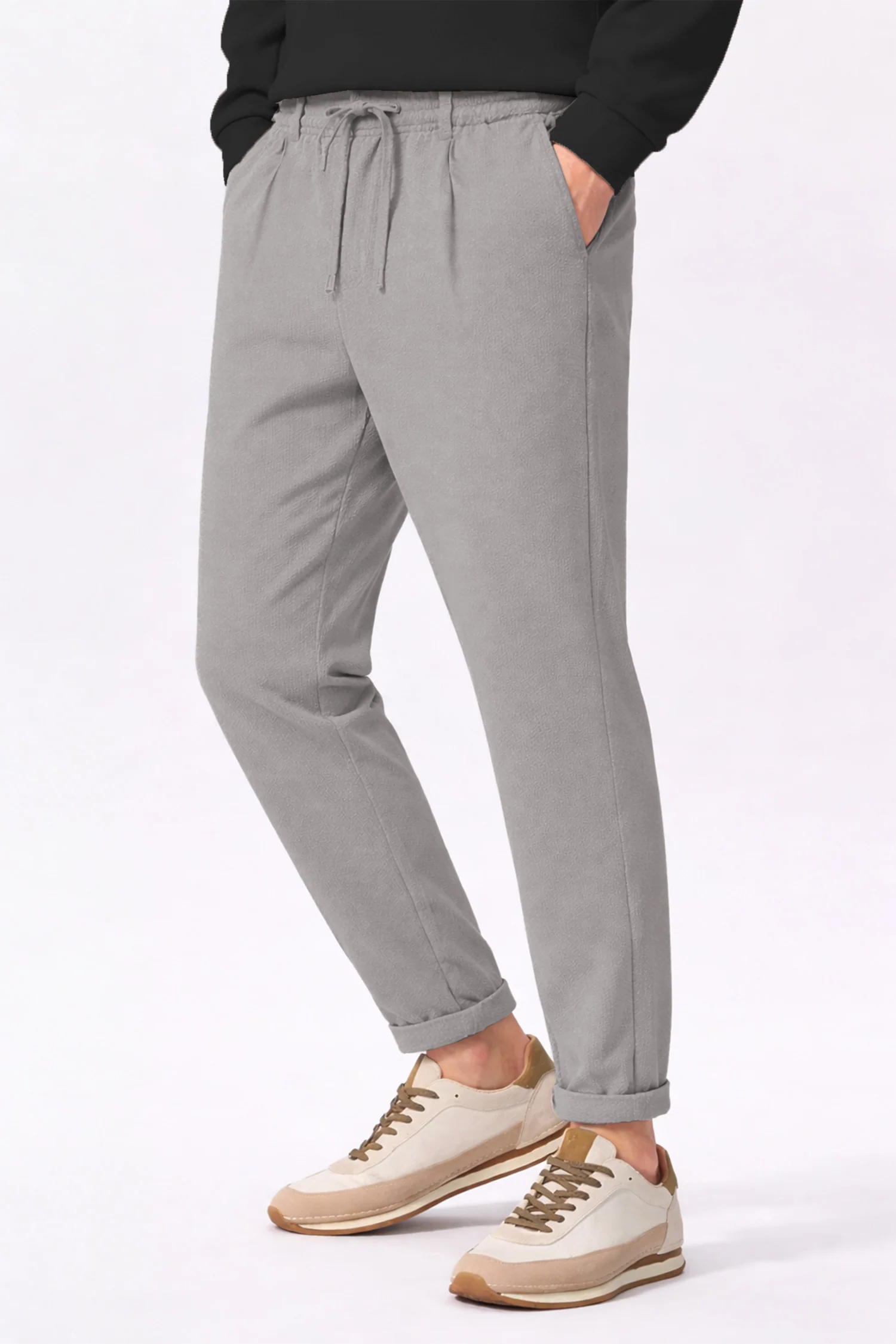 Turbo Urban-Fit Single Plate Waffle Trouser In Silver Grey
