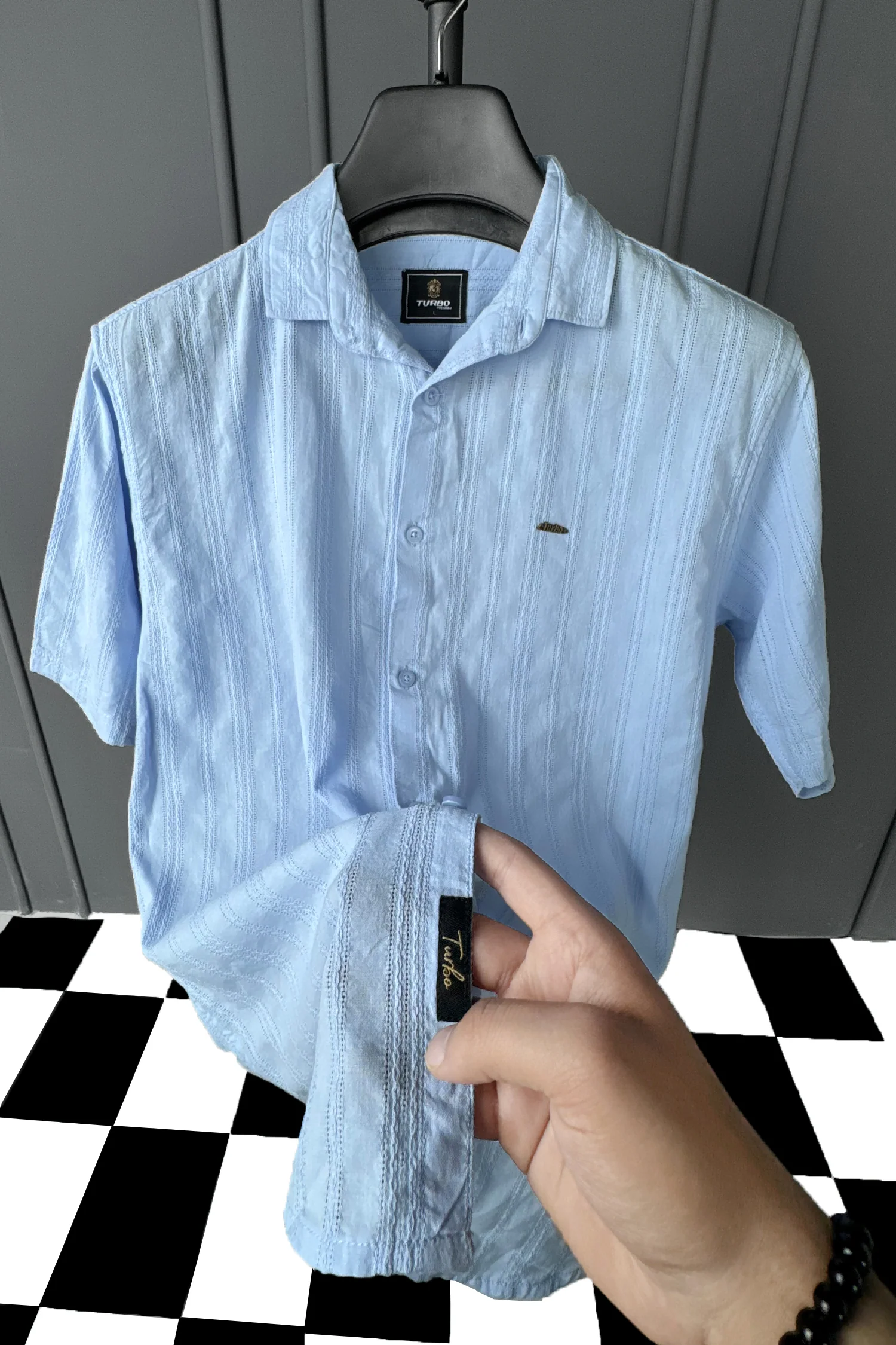 Turbo Wave Texture Crochet Casual Shirt - Image 7