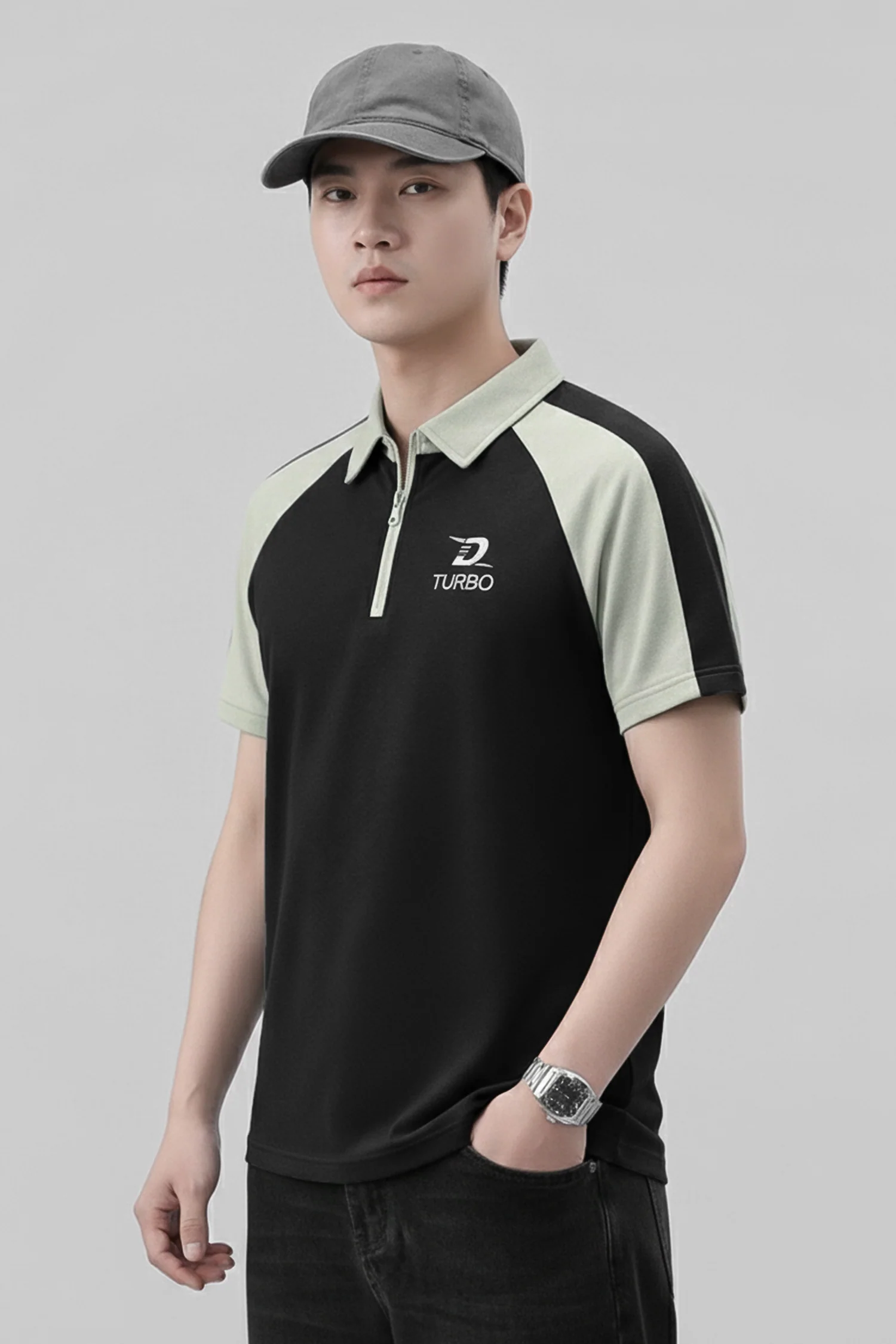 Turbo Modern Placket Men's Polo Shirt - Image 13