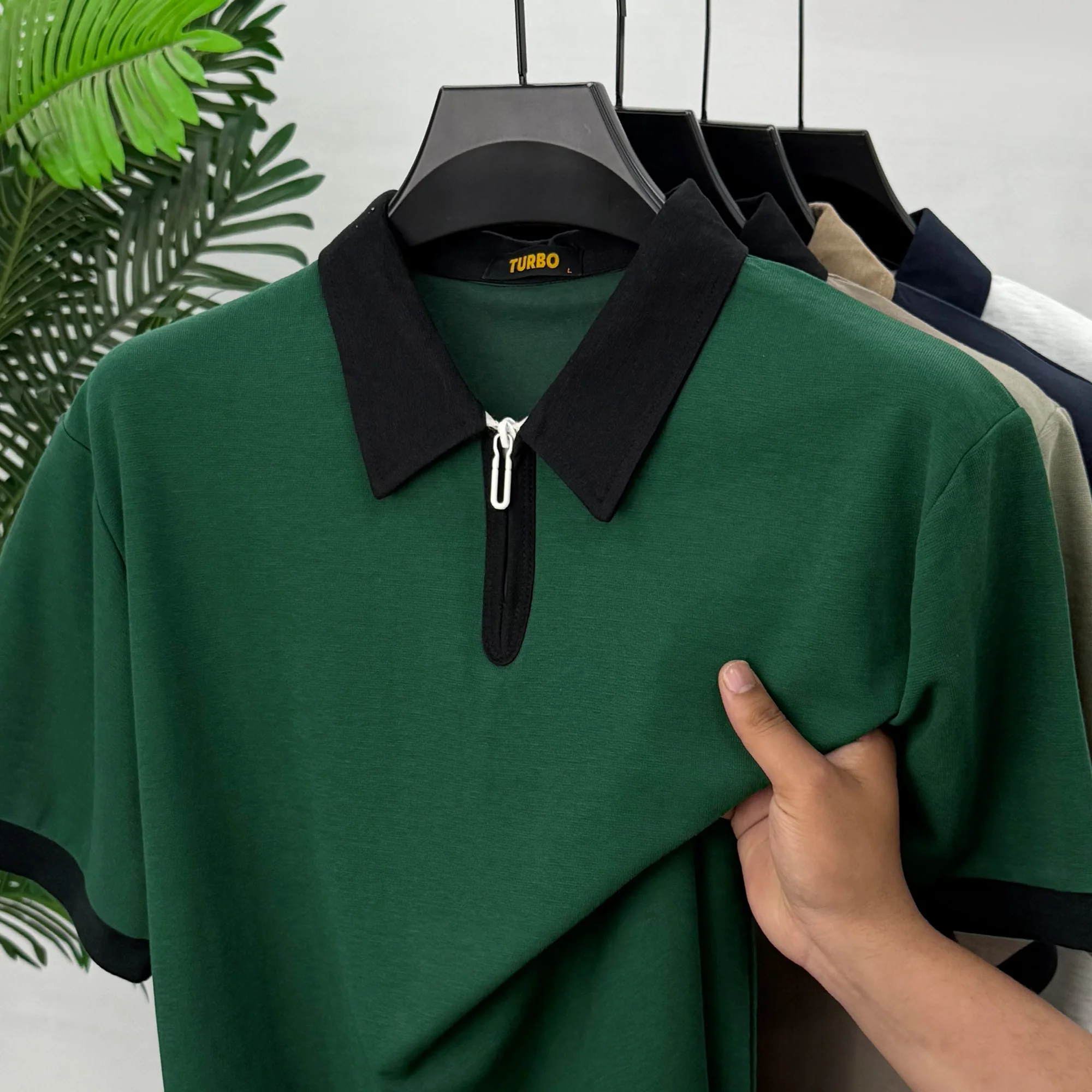 Turbo Zip-Up Neckline Design Men's Polo T-Shirt - Image 10