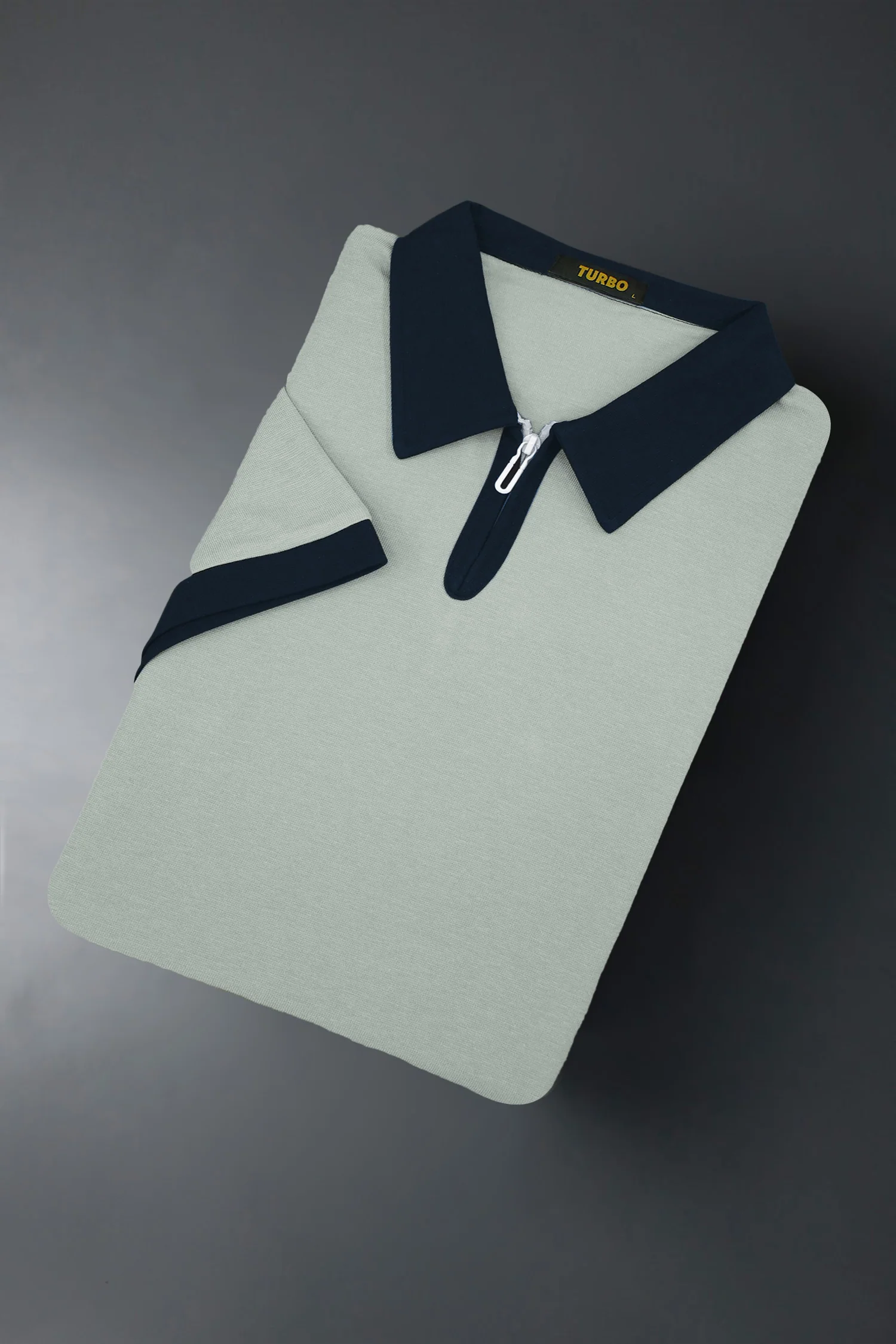 Turbo Zip-Up Neckline Design Men's Polo T-Shirt - Image 3