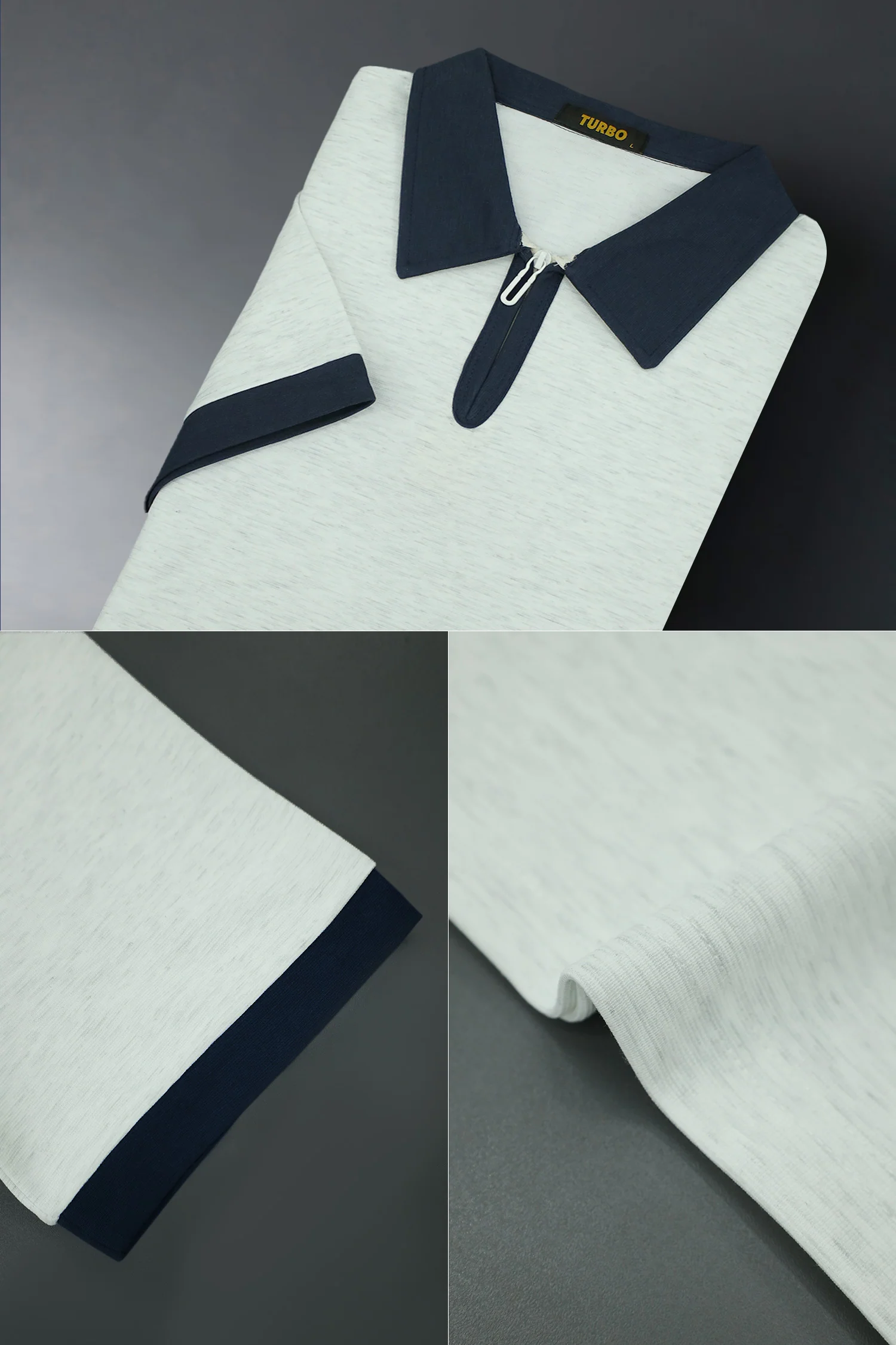 Turbo Zip-Up Neckline Design Men's Polo T-Shirt - Image 4