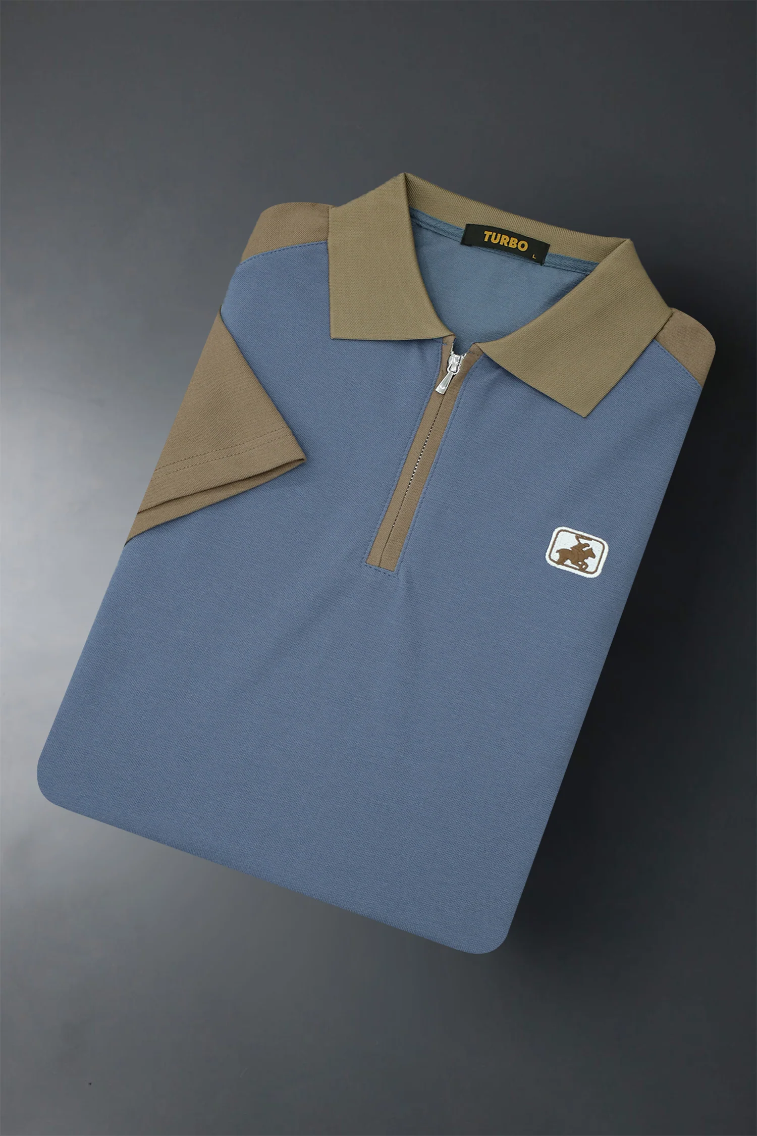 Turbo Zipper Closure Style Men's Polo T-Shirt - Image 3