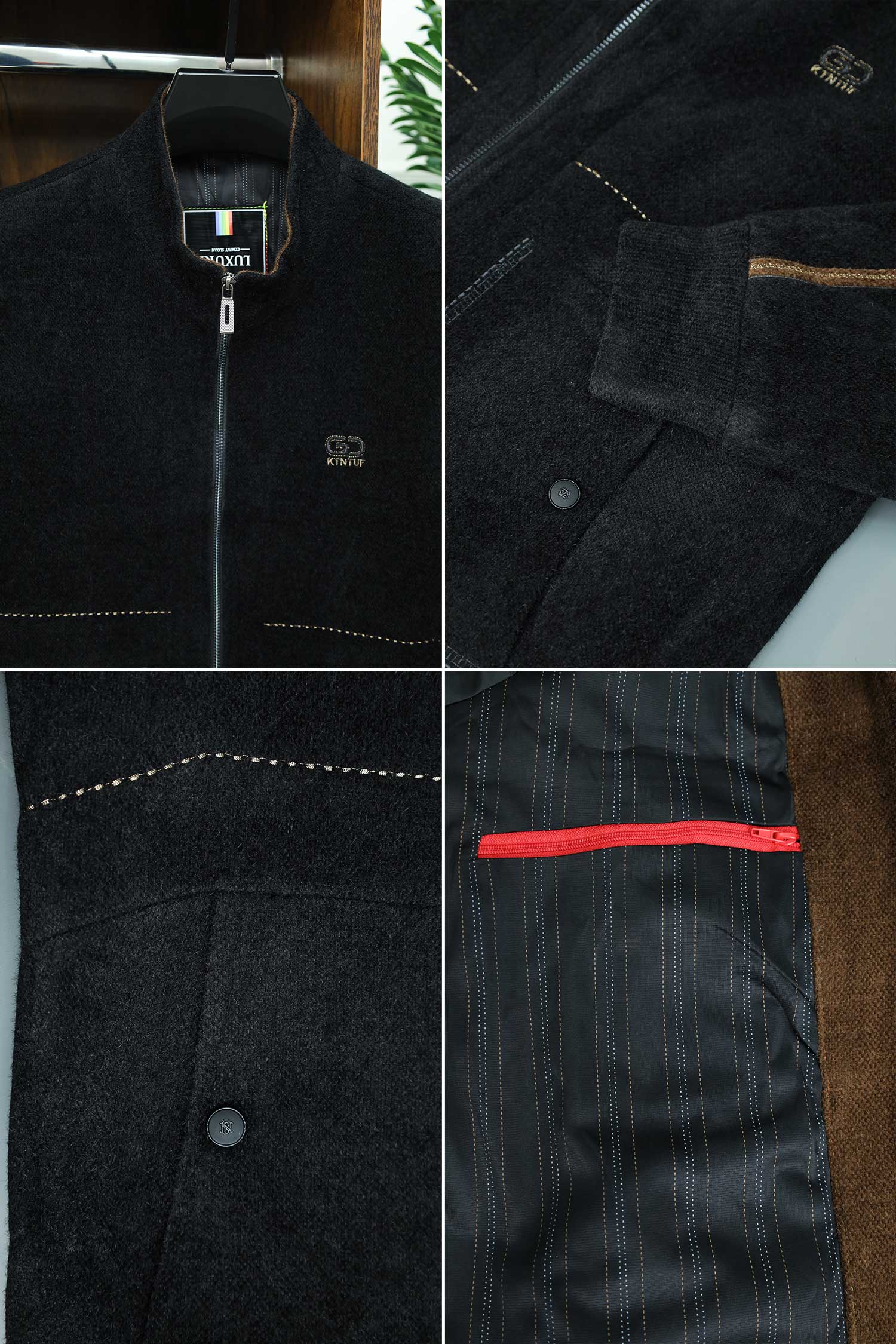 Wind Cover Imported Men's Woolen Jacket In Black - Image 4