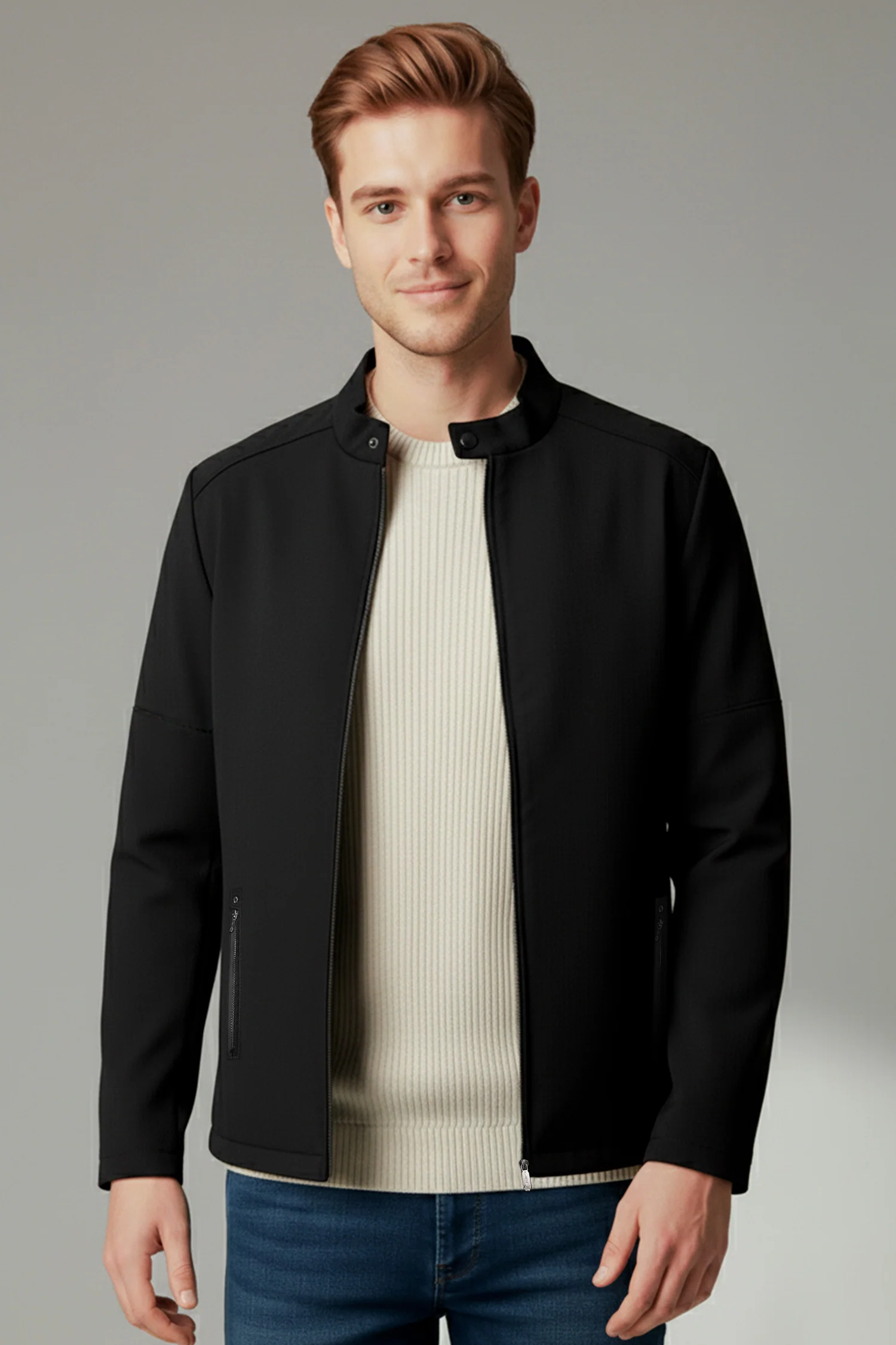 Wind Guard Imported Suede Leather Jacket In Black
